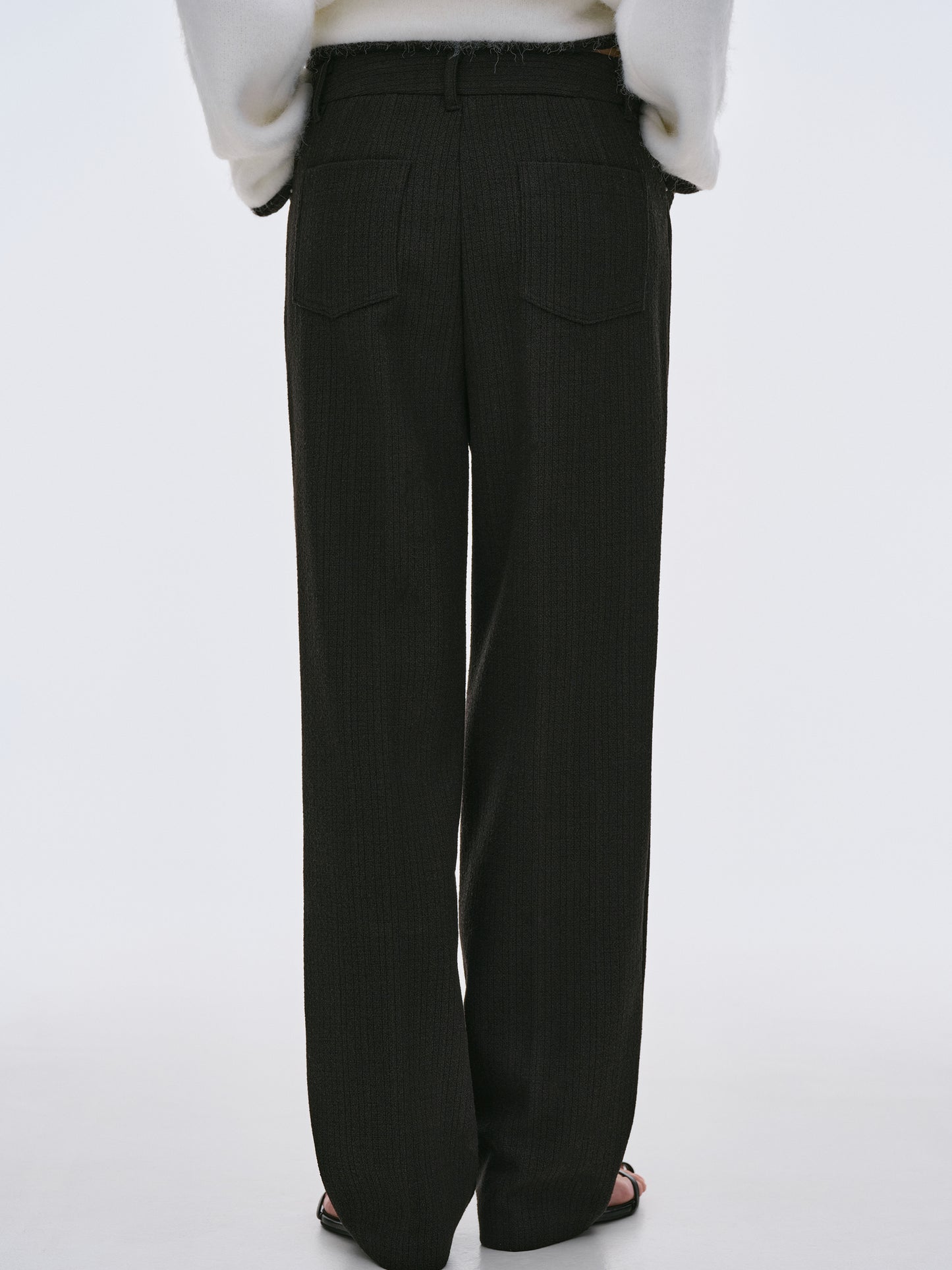 Full Length Tweed Pants, Black