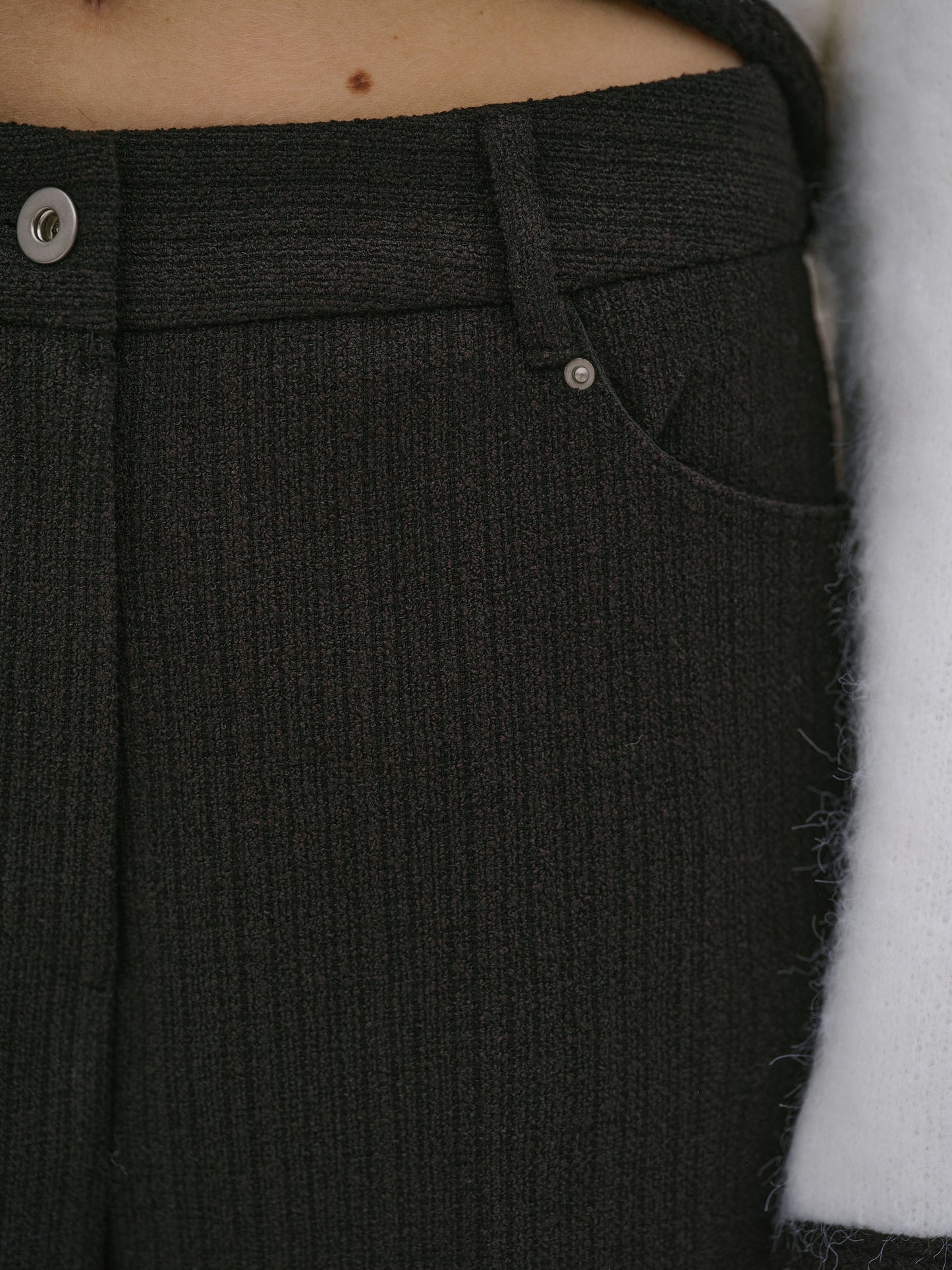 Full Length Tweed Pants, Black