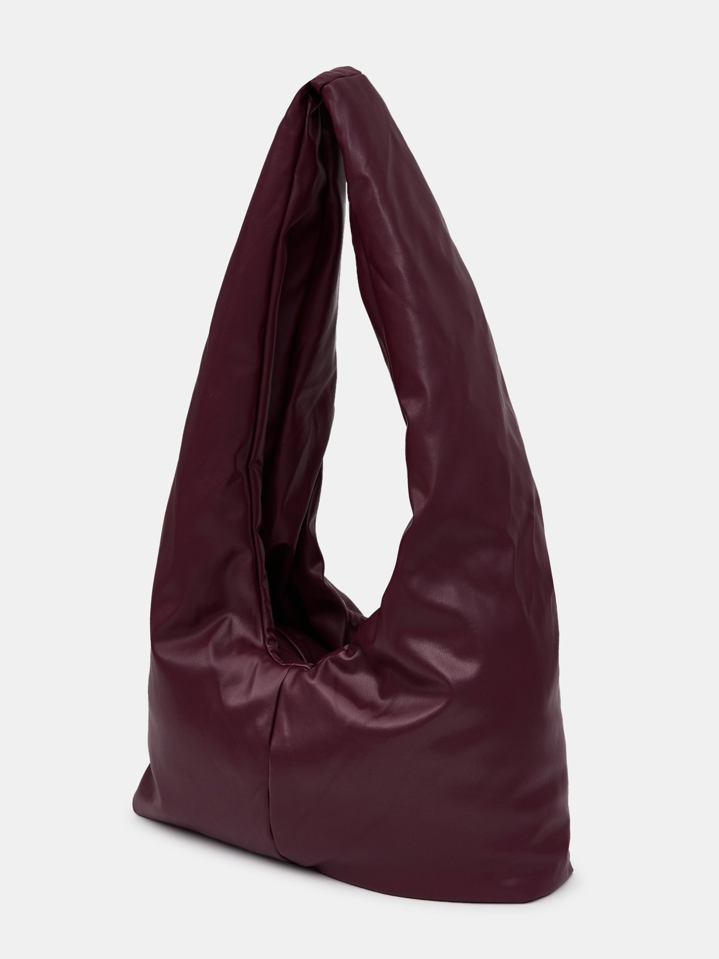 Padded Faux Leather Shoulder Bag, Burgundy