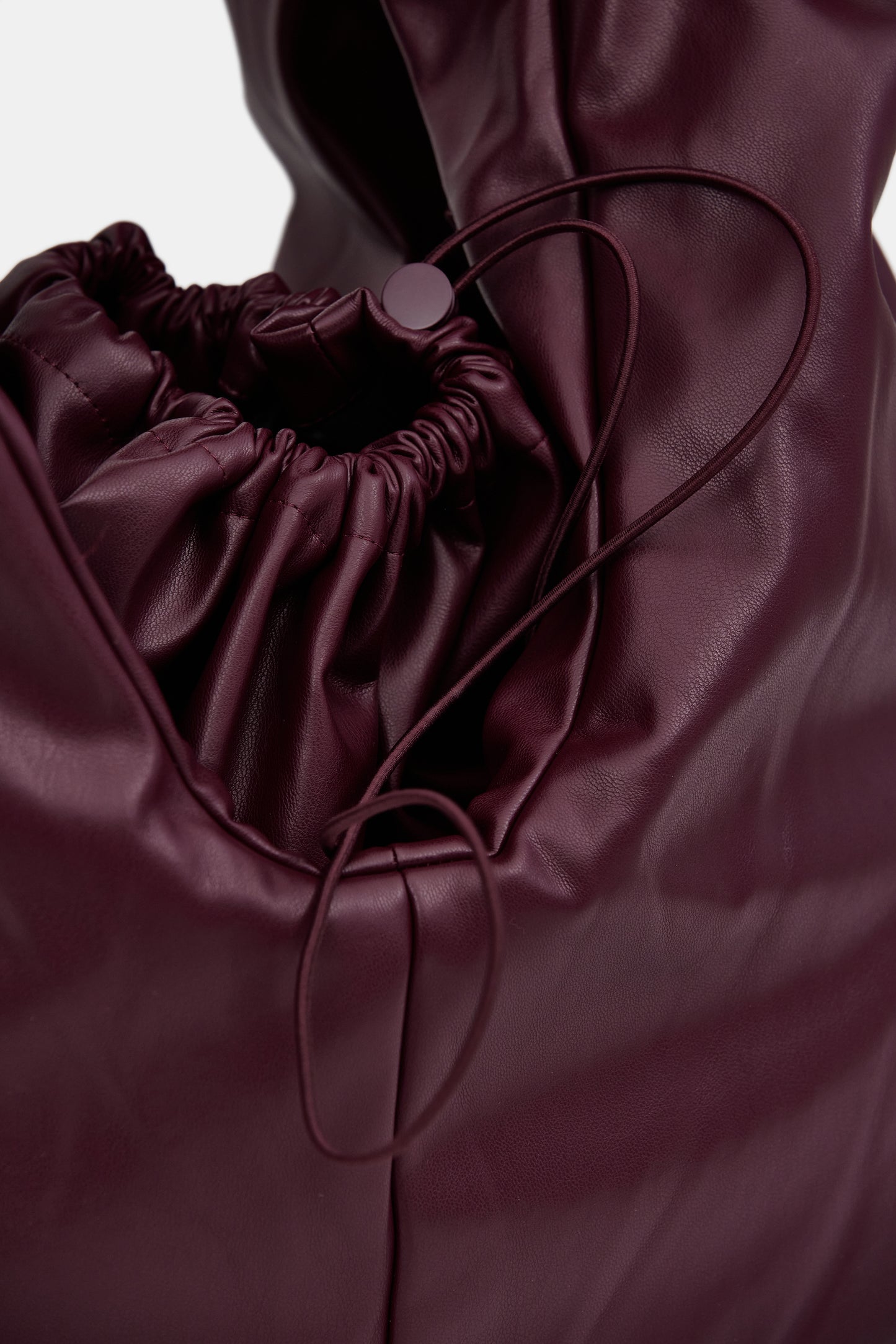 Padded Faux Leather Shoulder Bag, Burgundy