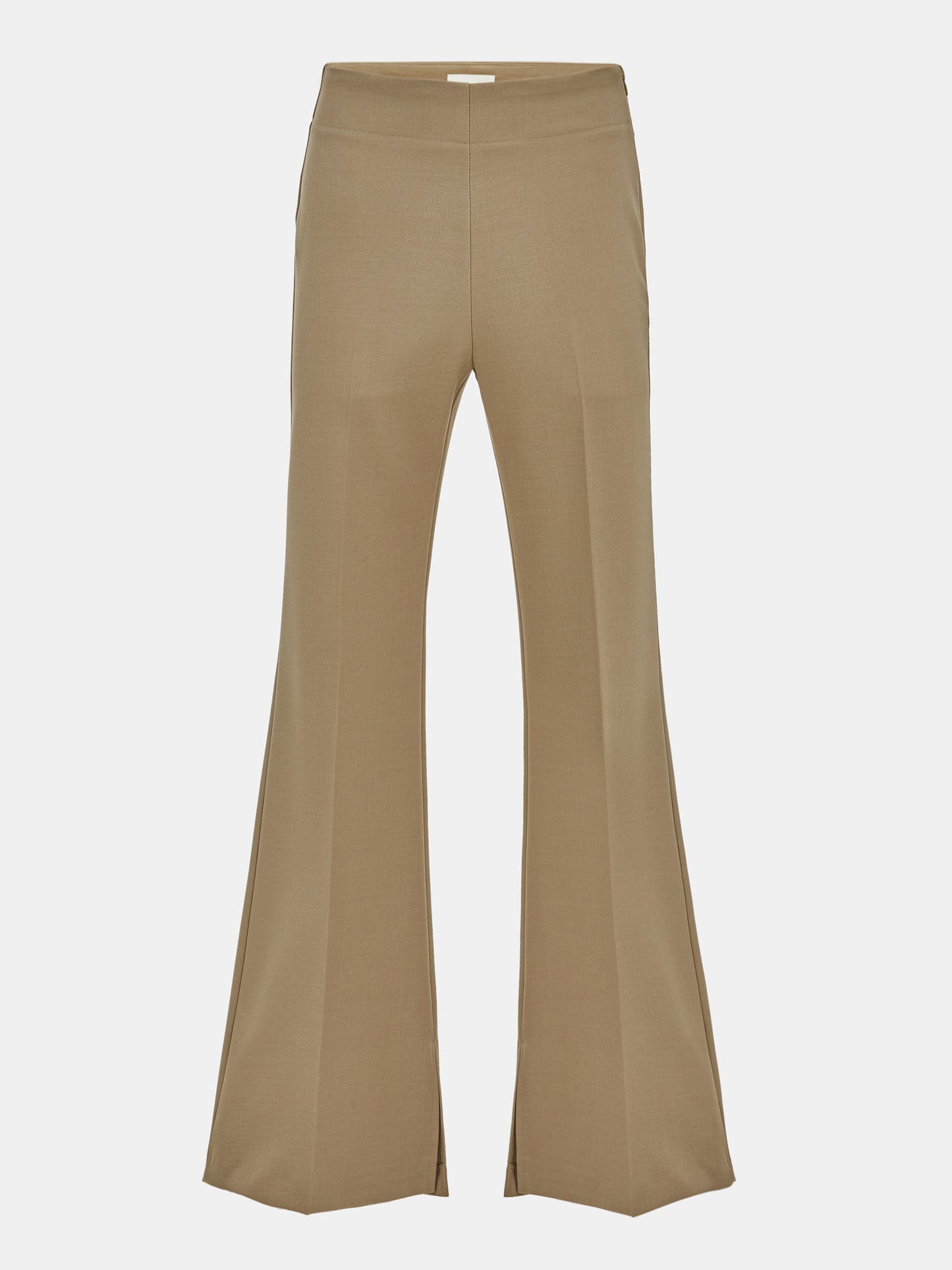 Slit Hem Flared Trousers, Mocha