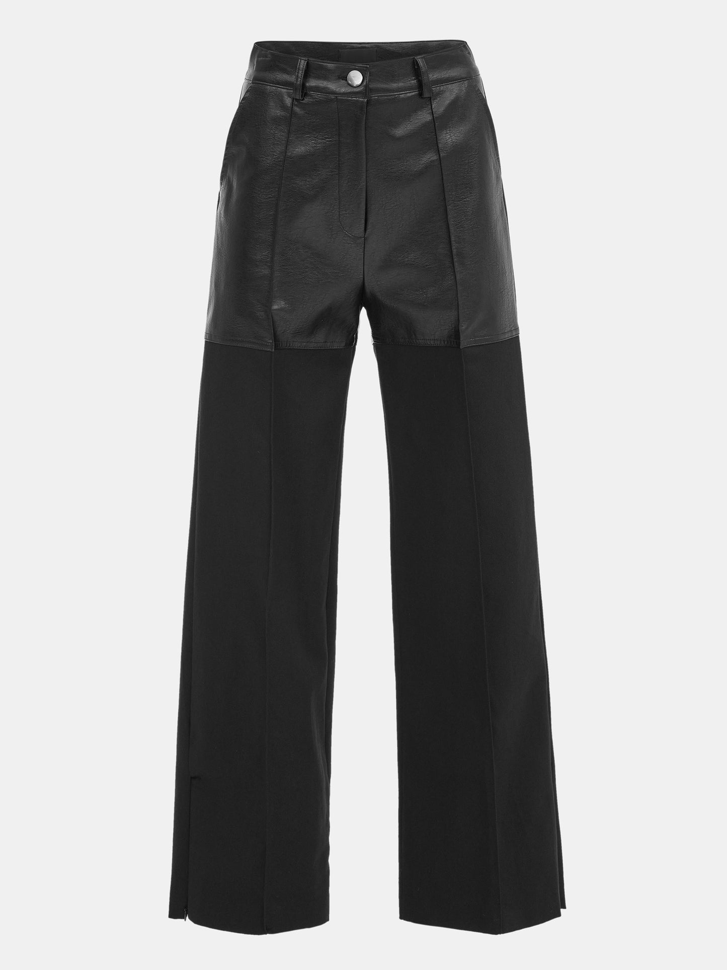Leather Panelled Trousers, Black