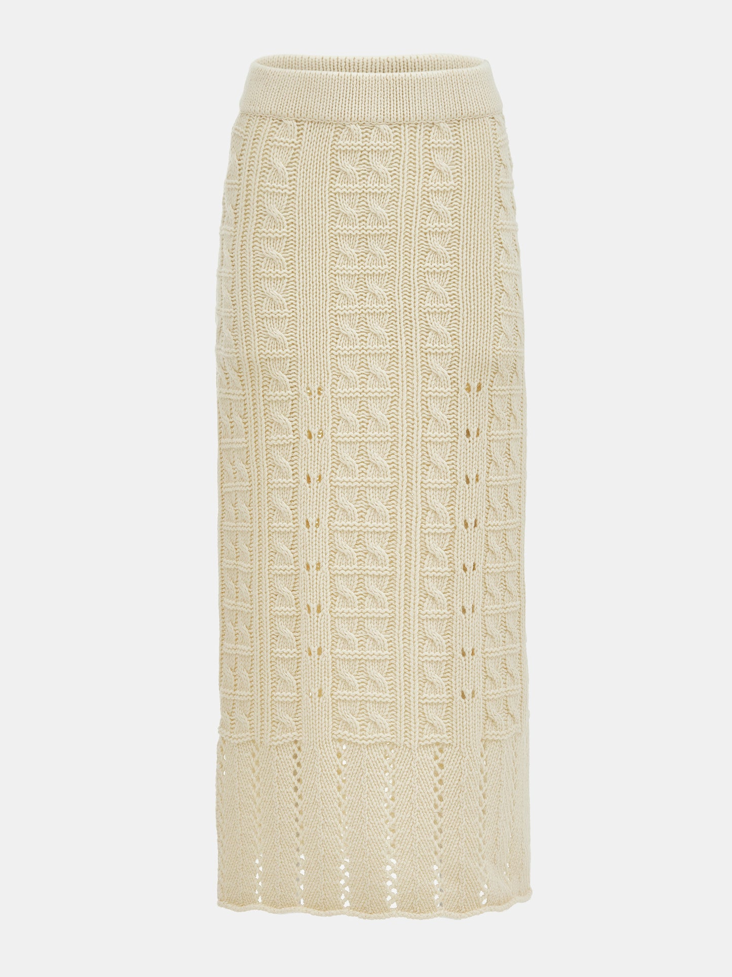Pella Lambswool Cable Knit Skirt, Eggnog
