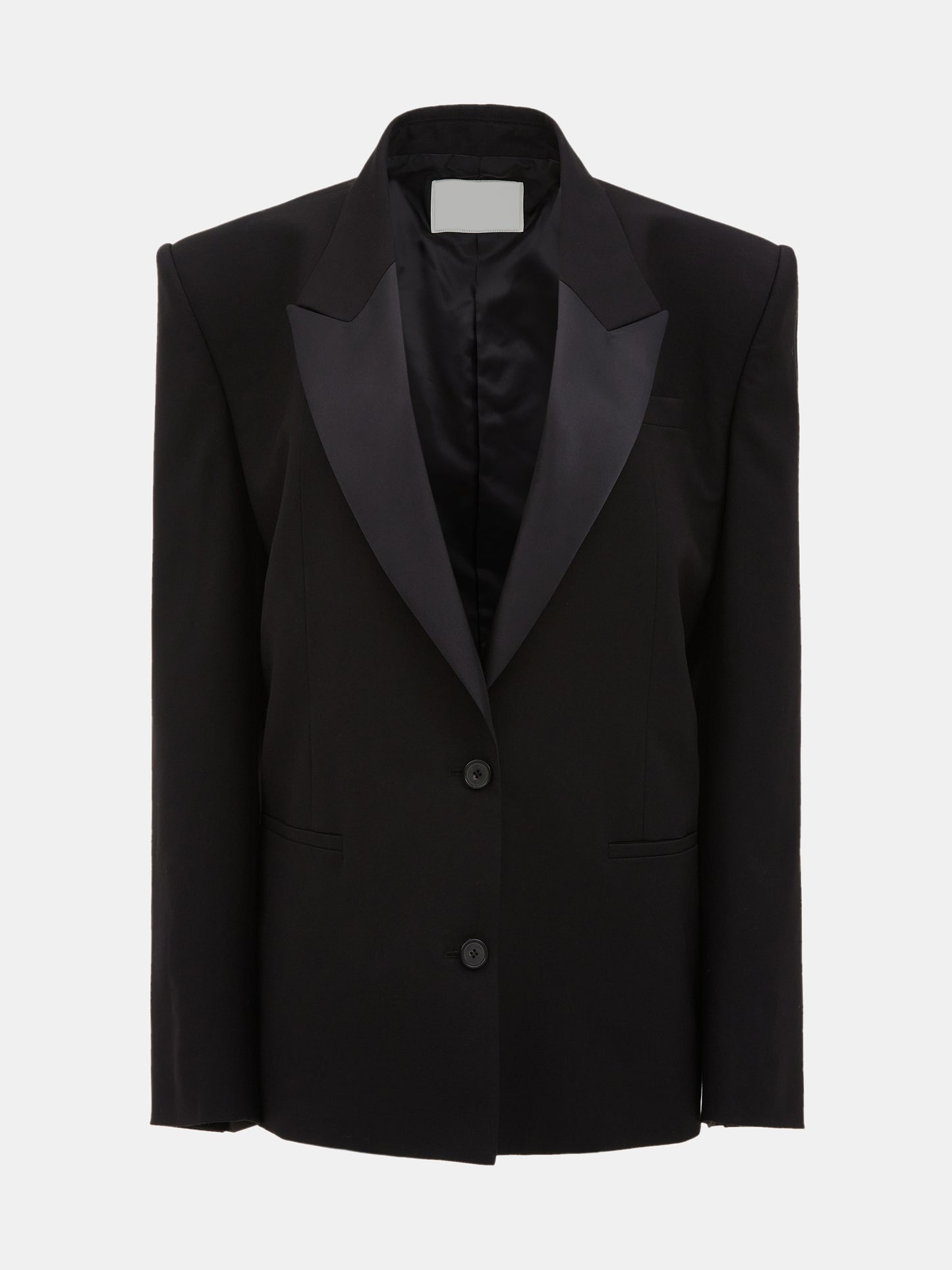 Oversized Satin Lapel Blazer, Black