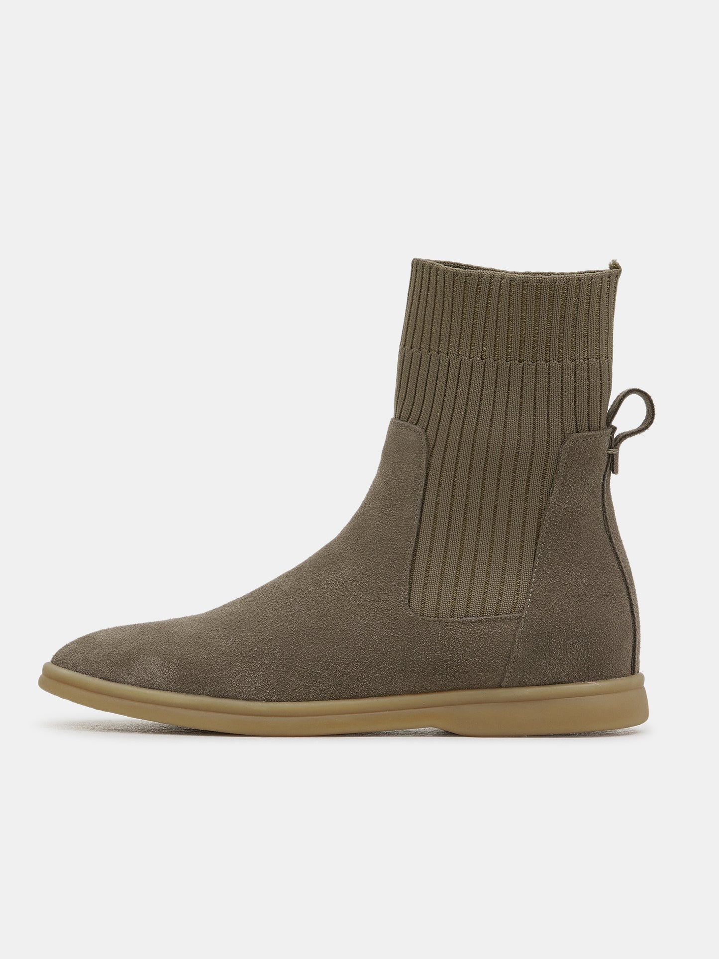 Knitted Sock Boots, Taupe Green