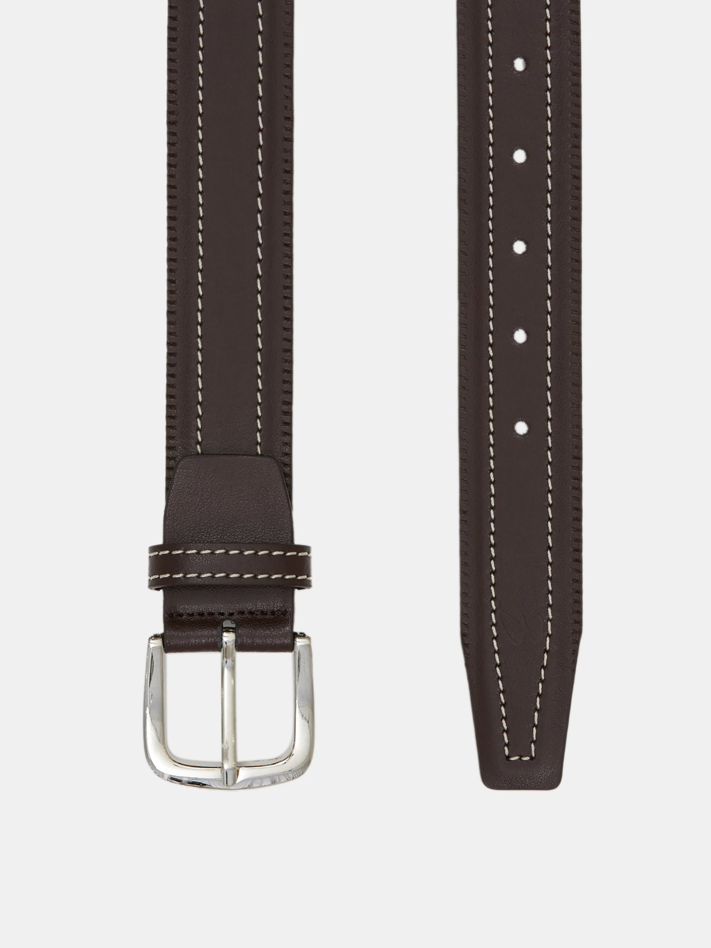 Stitch Leather Belt, Brown