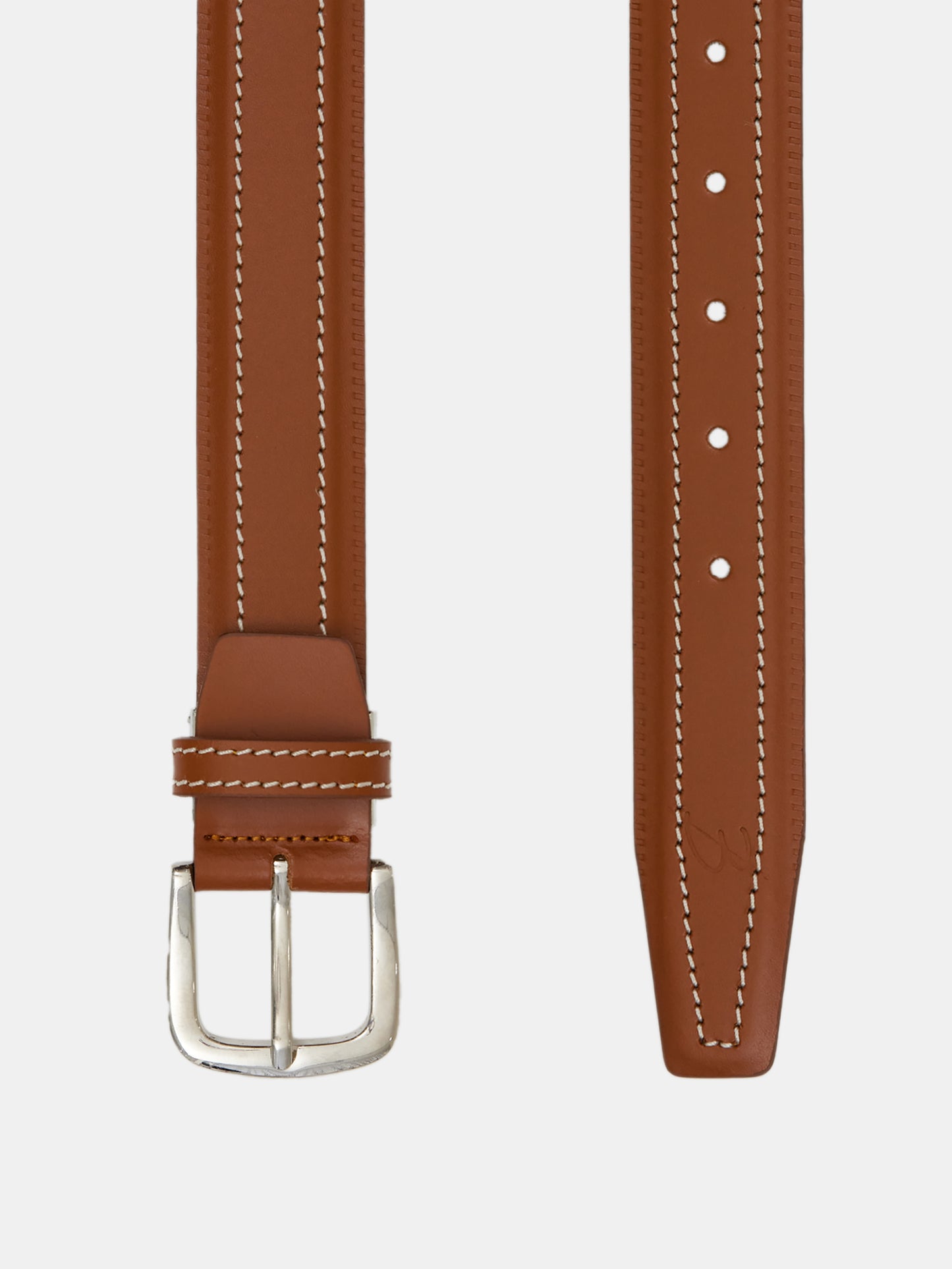 Stitch Leather Belt, Tan
