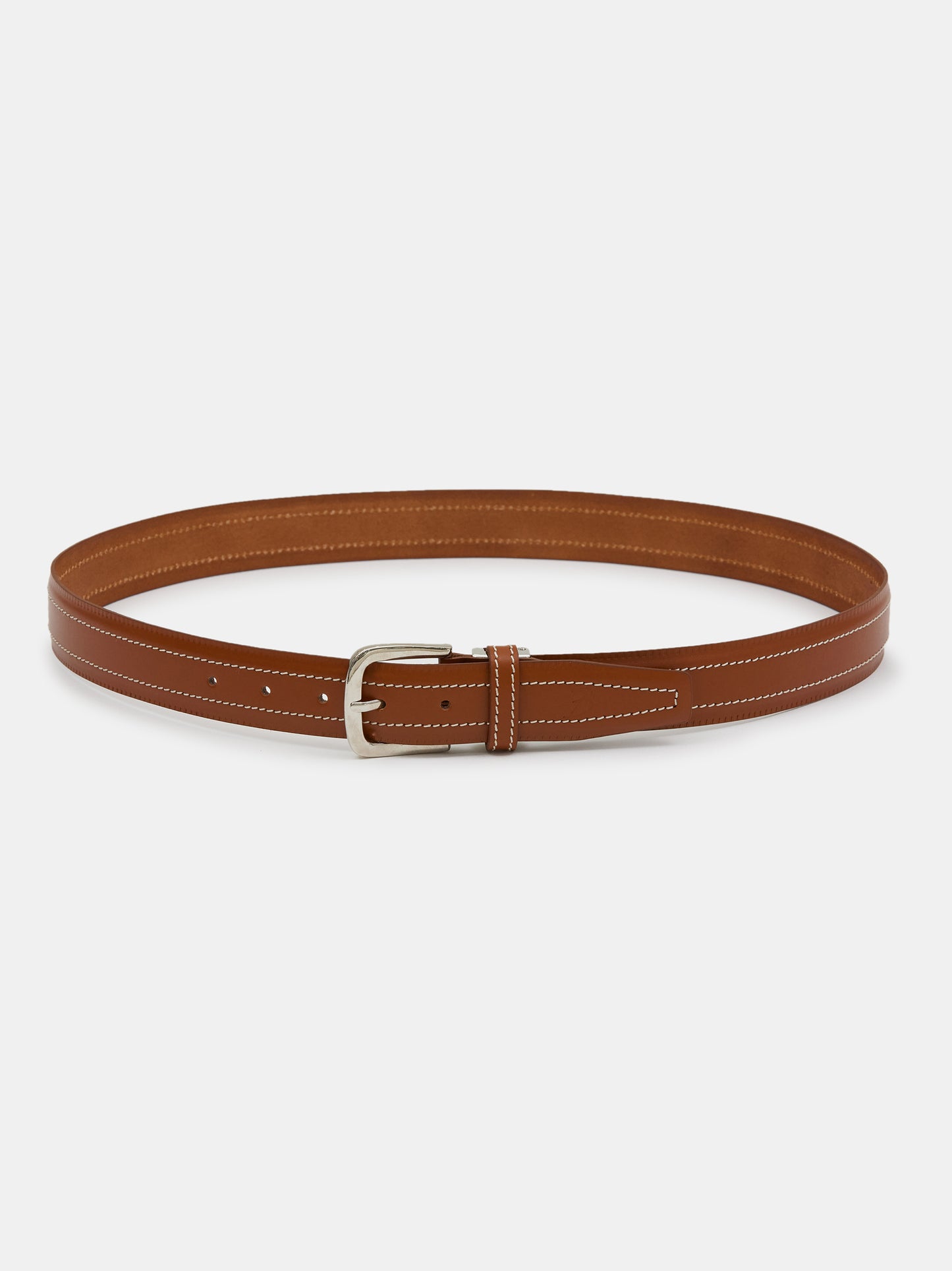 Stitch Leather Belt, Tan