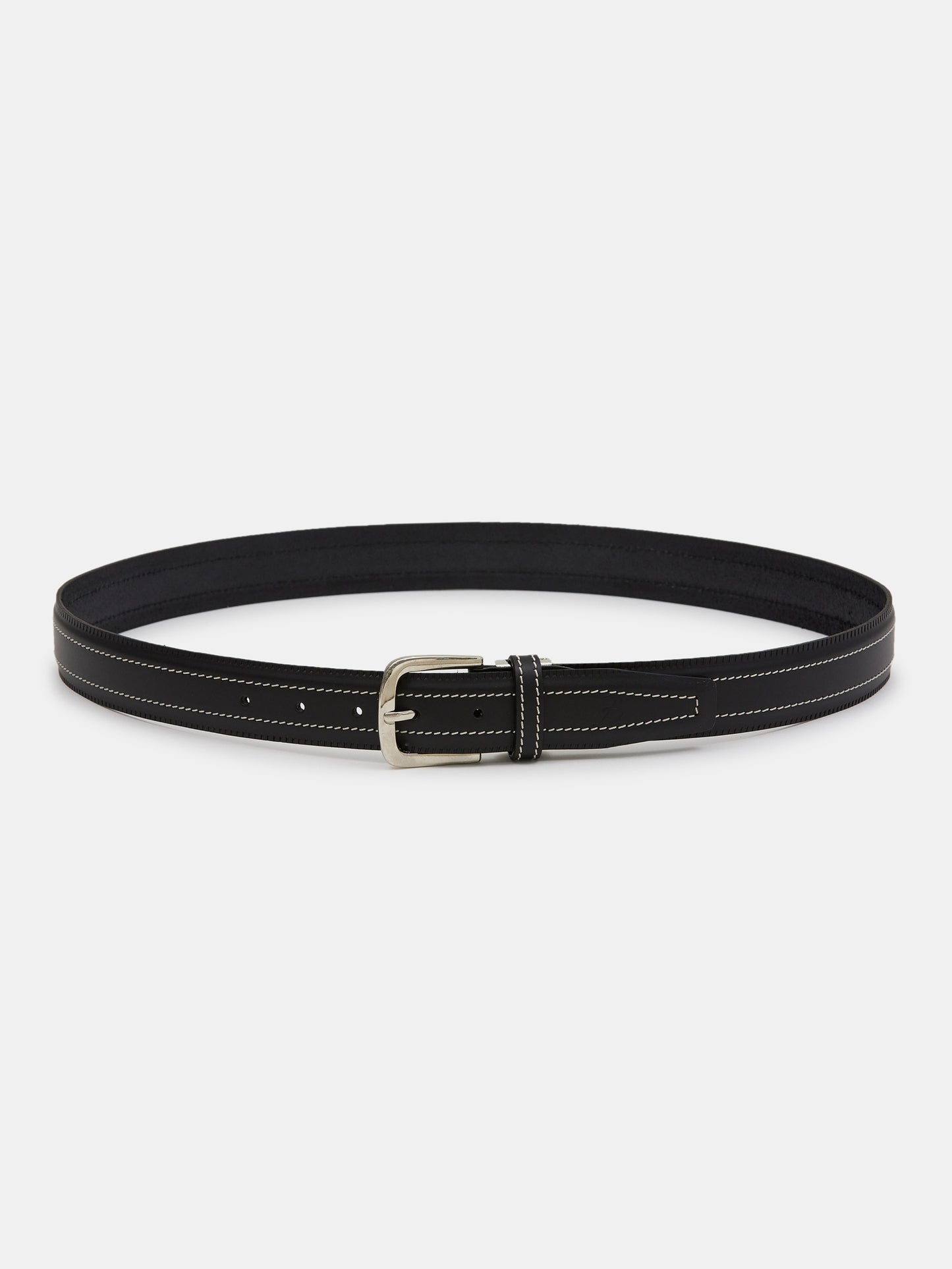 Stitch Leather Belt, Black
