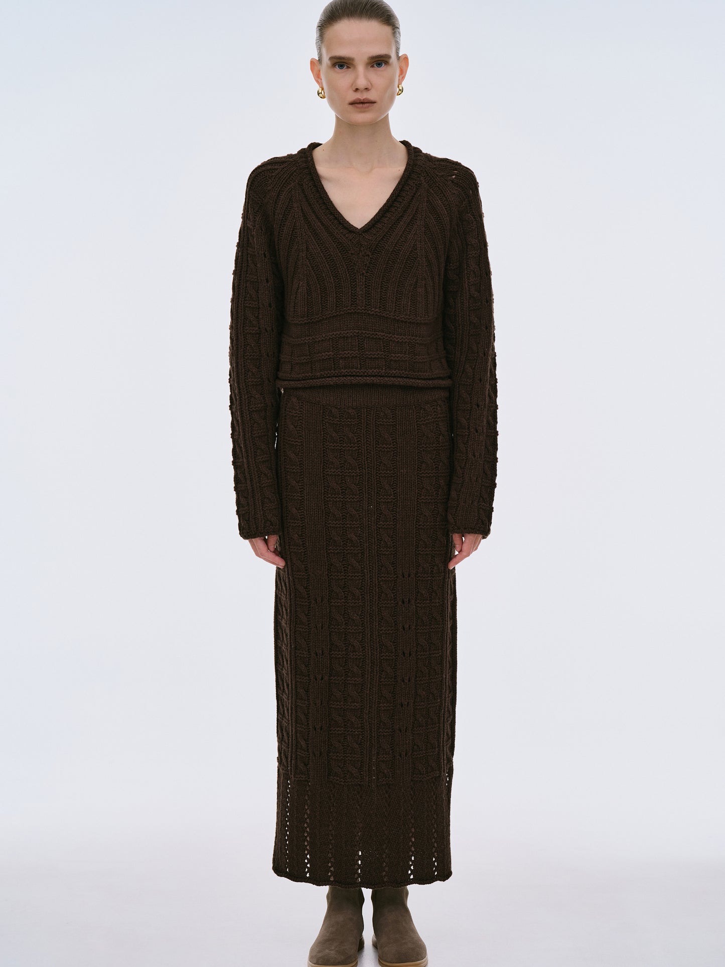 (Pre-order) Pella Lambswool Cable Knit, Bistre