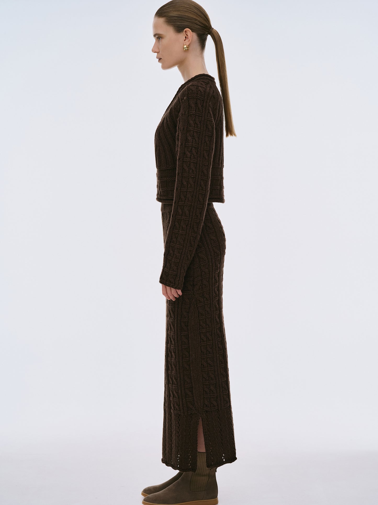 (Pre-order) Pella Lambswool Cable Knit, Bistre