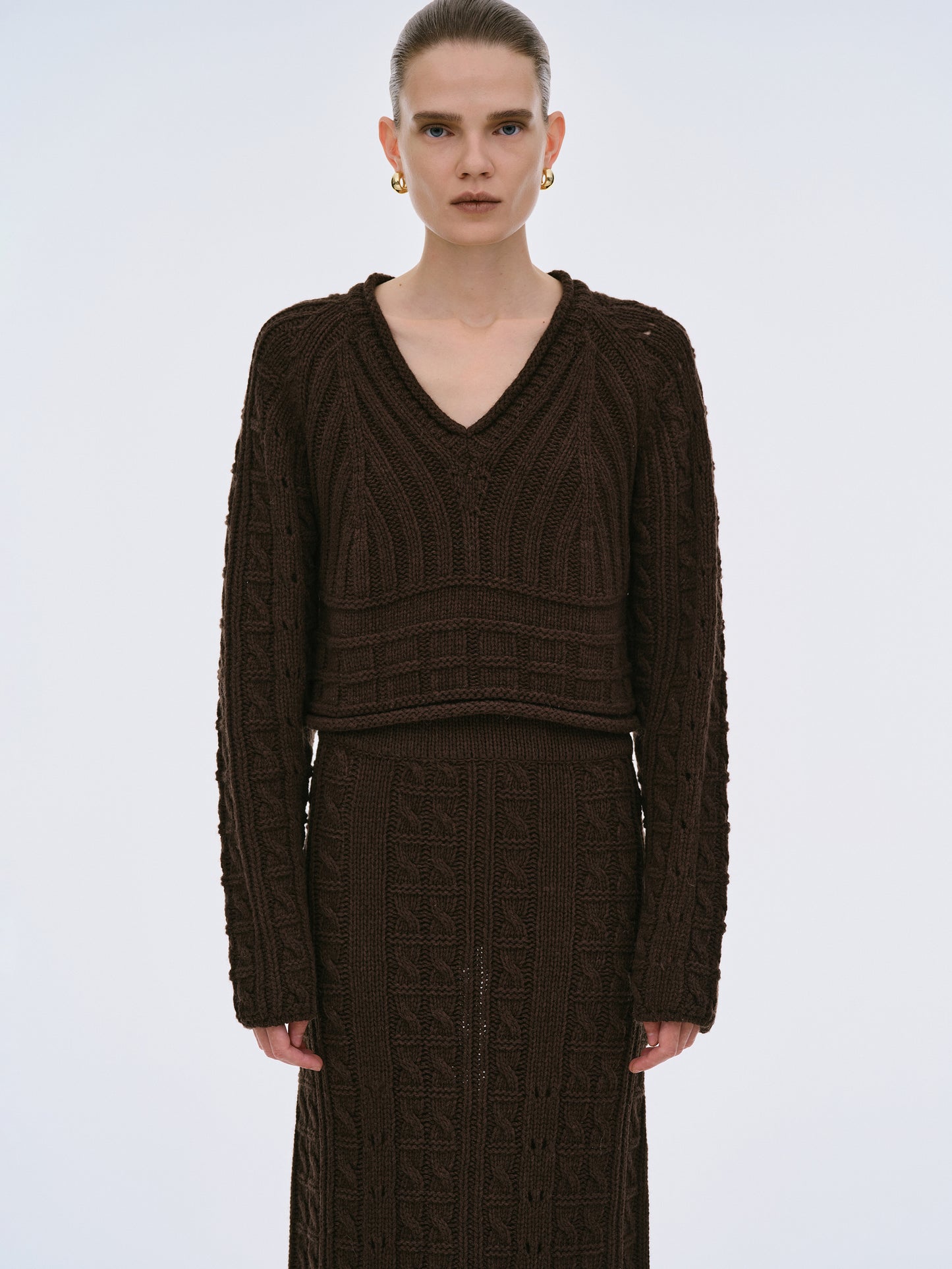 (Pre-order) Pella Lambswool Cable Knit, Bistre