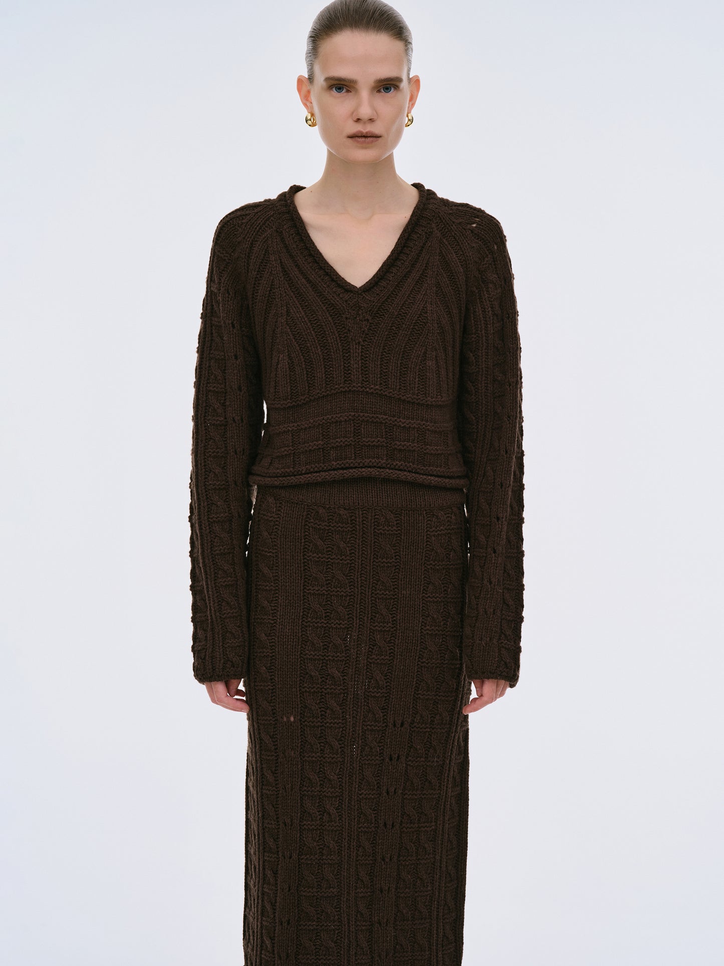 (Pre-order) Pella Lambswool Cable Knit, Bistre