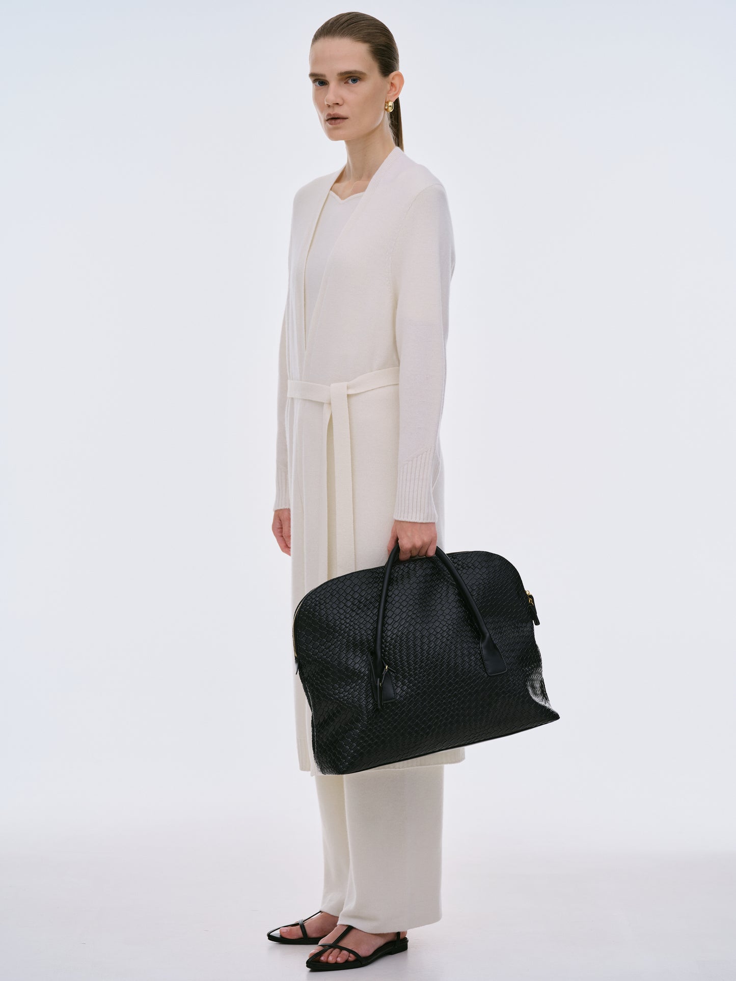 (Pre-order) Weave Top Handle Bag, Black