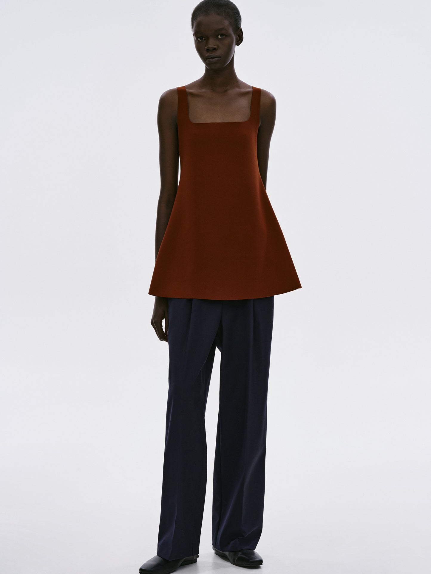 Flared Crepe Top, Garnet