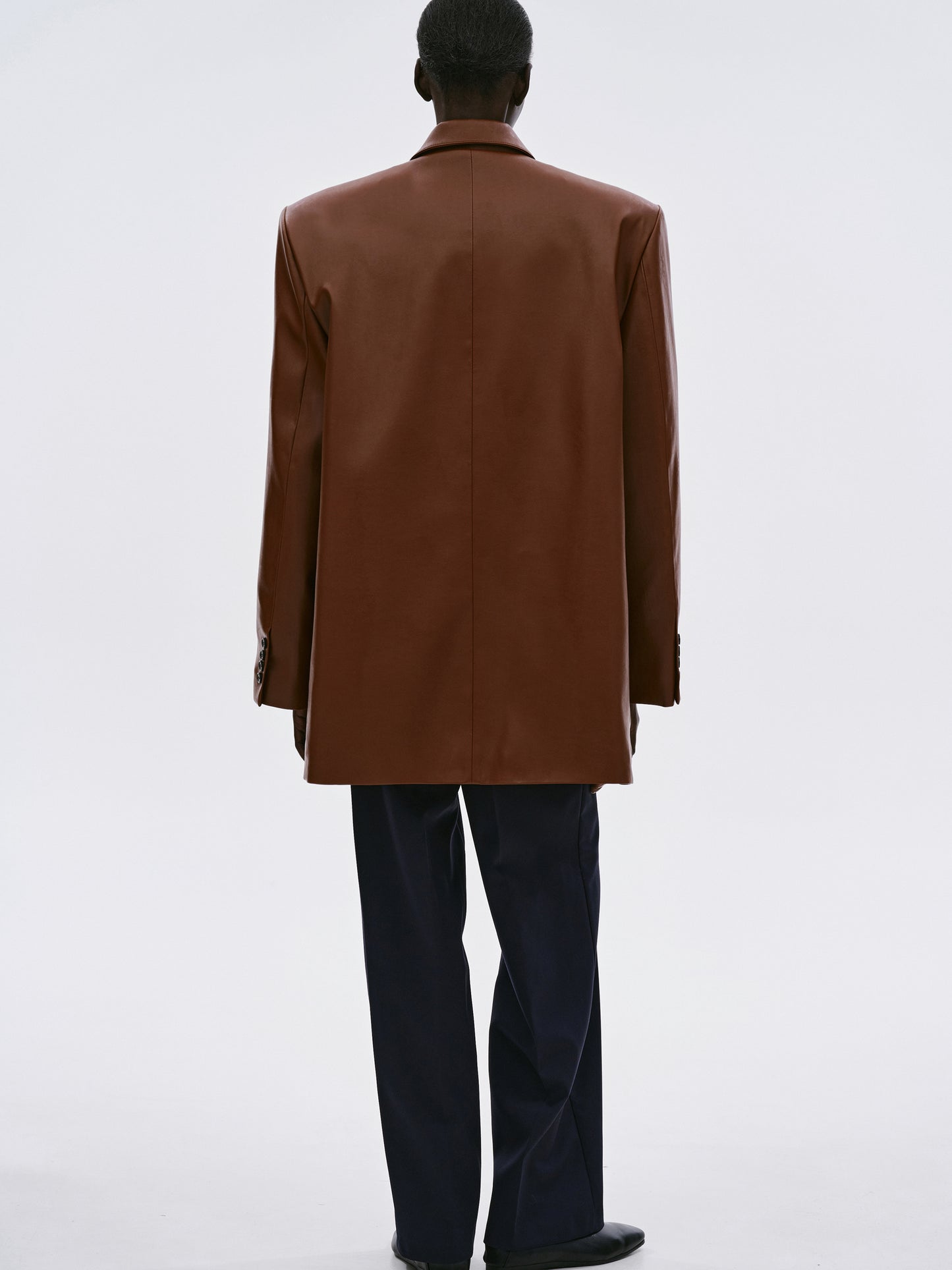 Huto Oversized Leather Blazer, Cognac