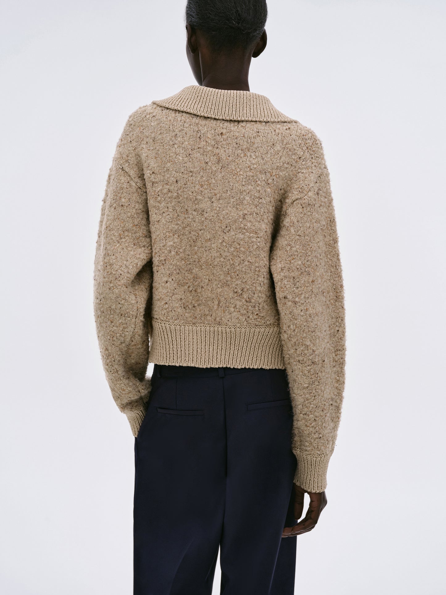 Melange Bouclé Collar Knit, Travertine