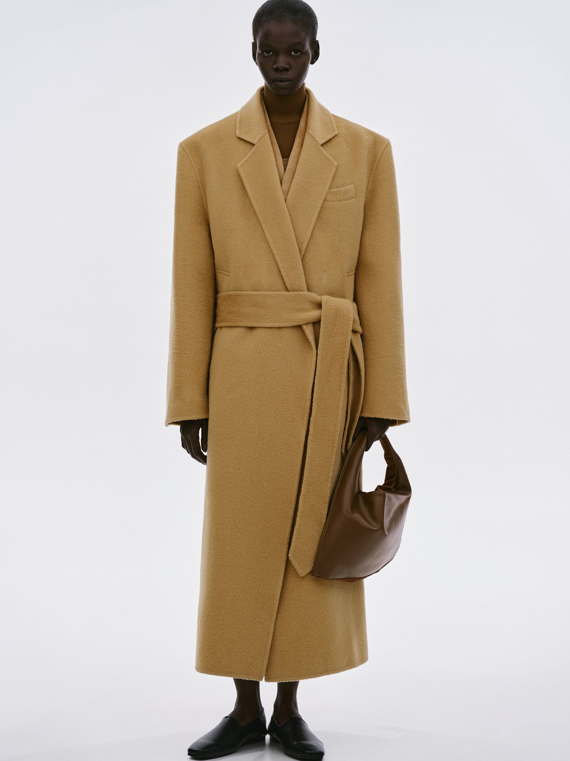 Coneya Oversized Belted Coat Camel SourceUnknown