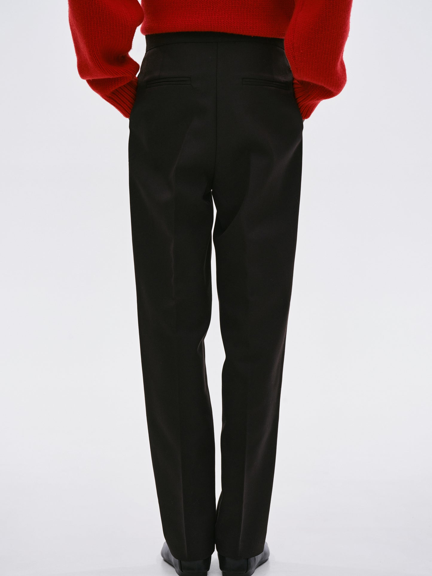 Wool-Blend Tapered Trousers, Black