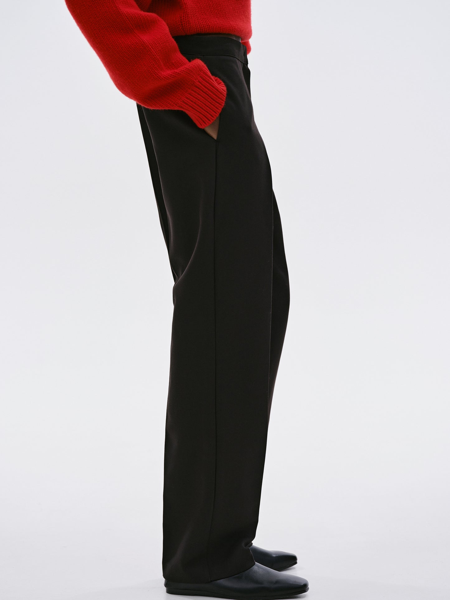 Wool-Blend Tapered Trousers, Black