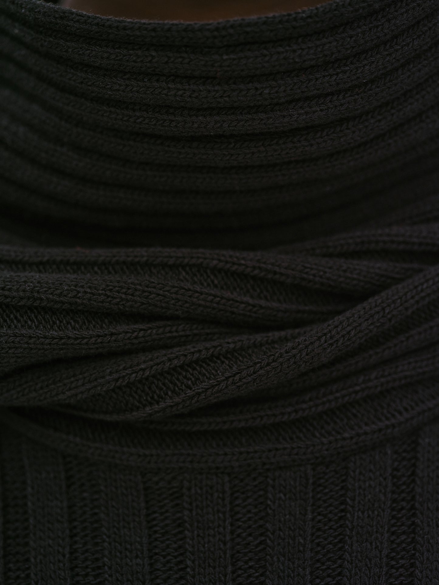High Roll Cap Knit Top, Black