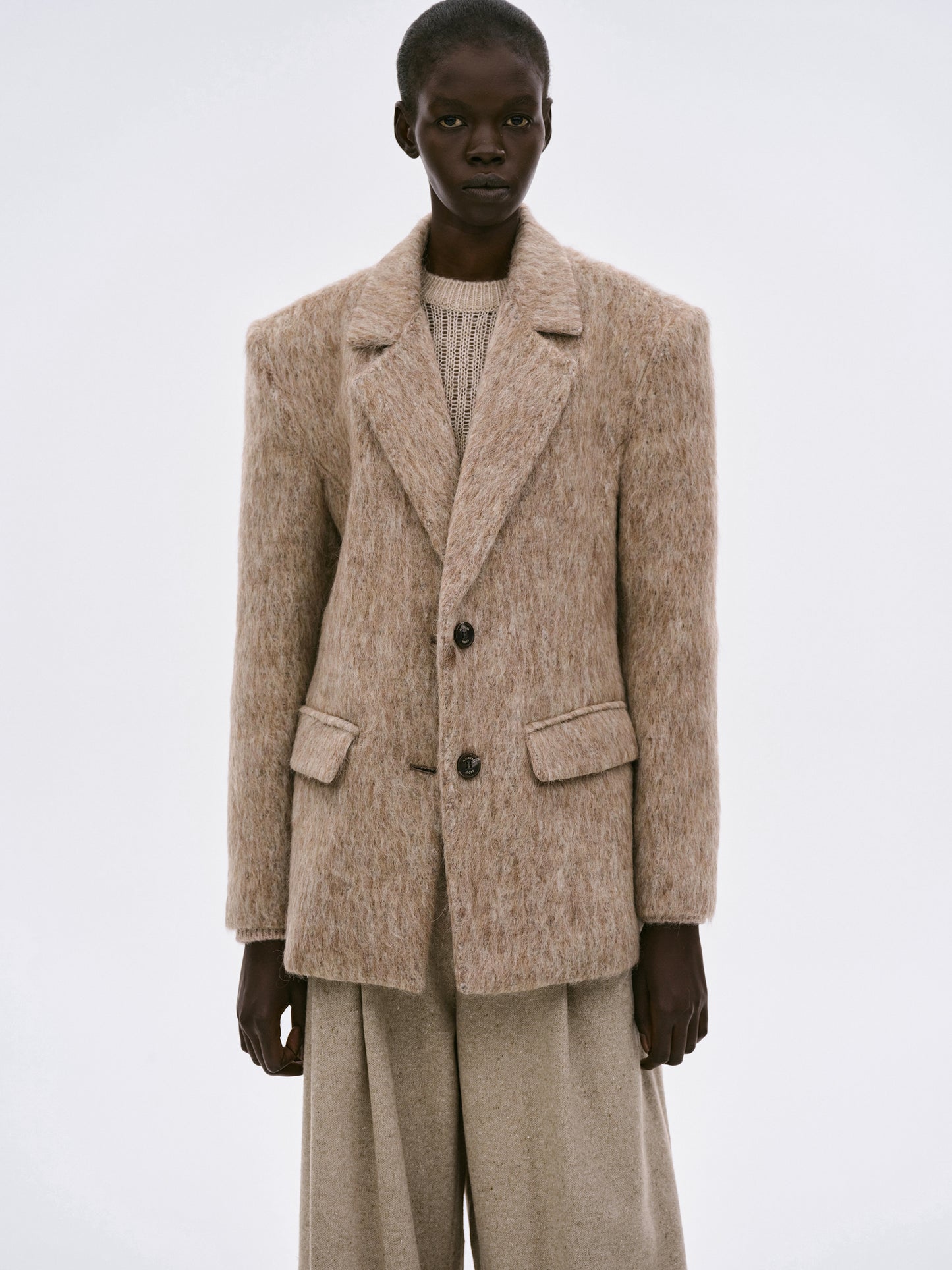 Sloane Brushed Cinch Blazer, Beige Melange