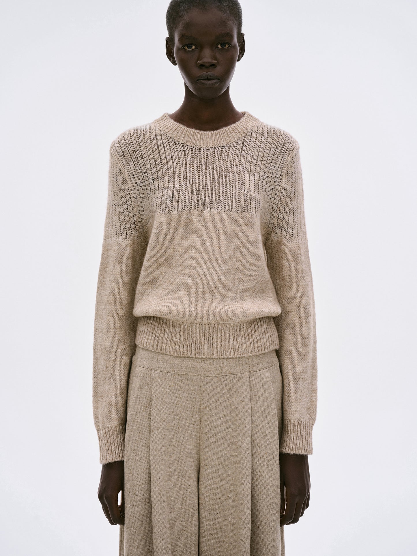 Irregular Open Knit, Sand Beige