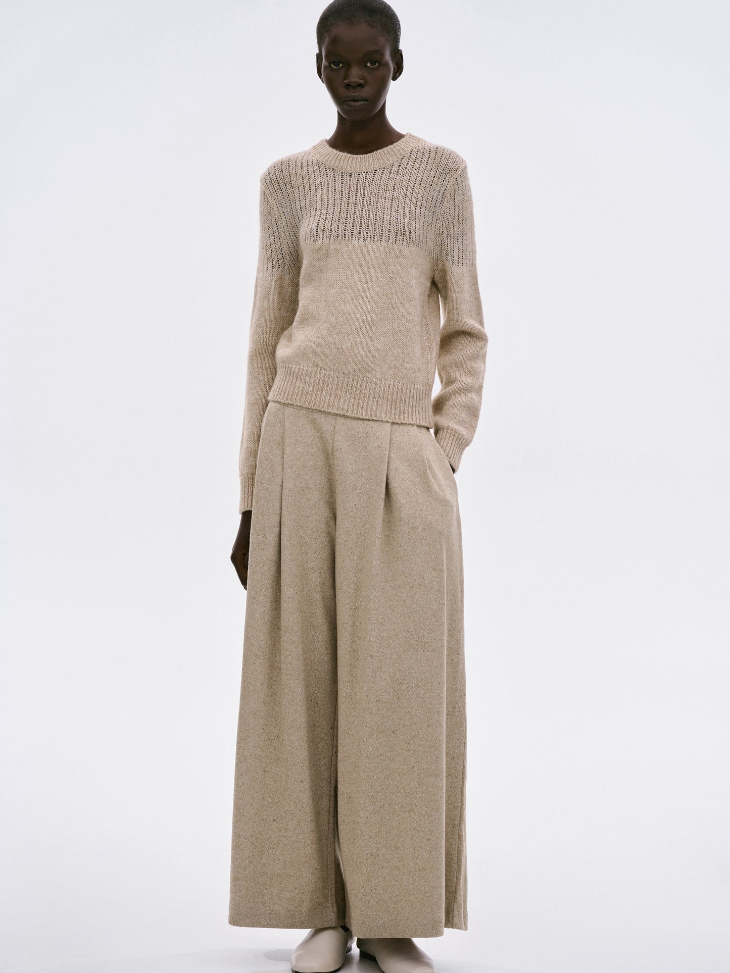Irregular Open Knit, Sand Beige