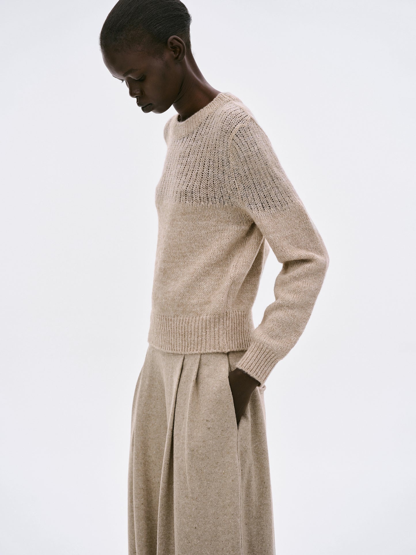 Irregular Open Knit, Sand Beige