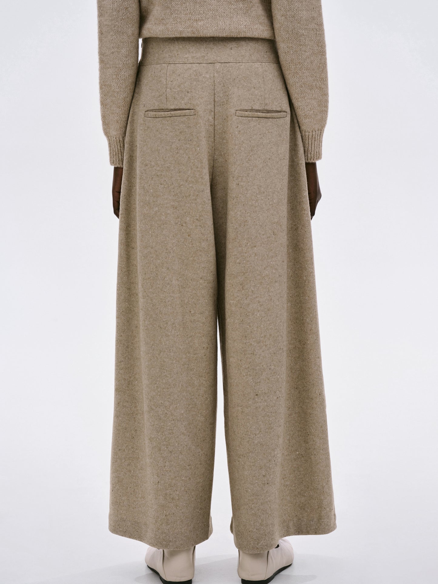 Wide-Leg Wool Trousers, Cork