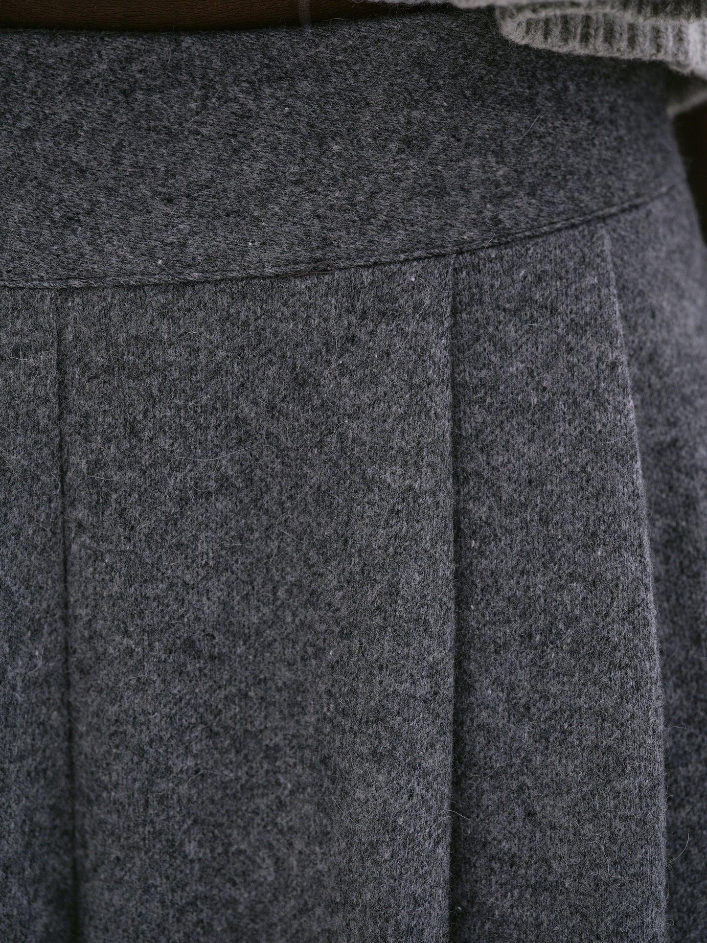 Wide-Leg Wool Trousers, Charcoal