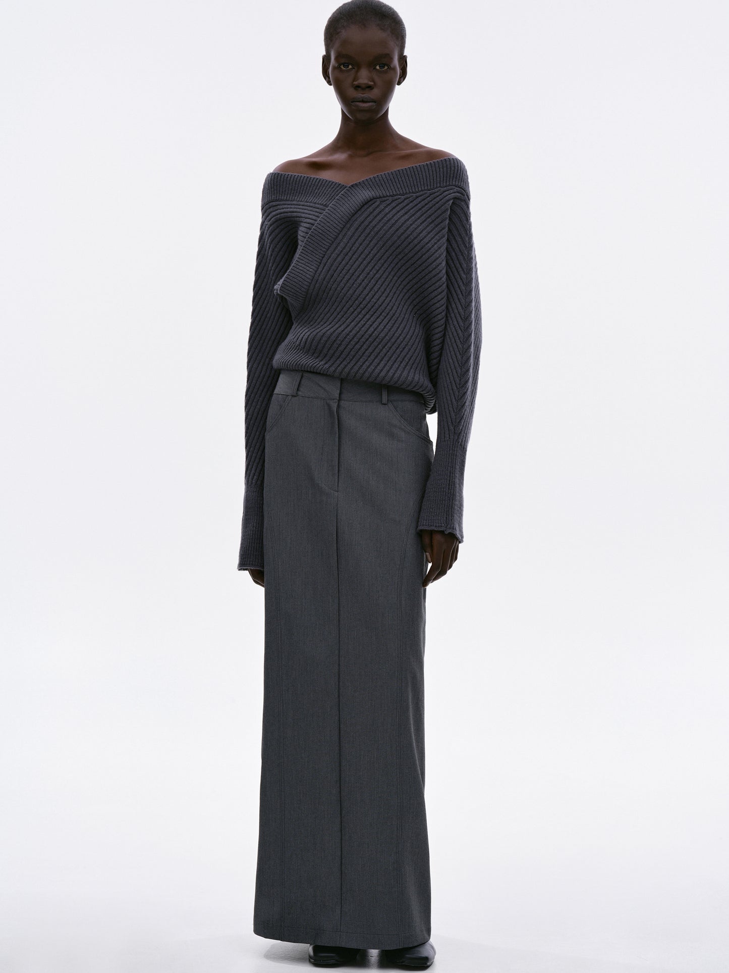 Galliga Long Pencil Skirt, Charcoal