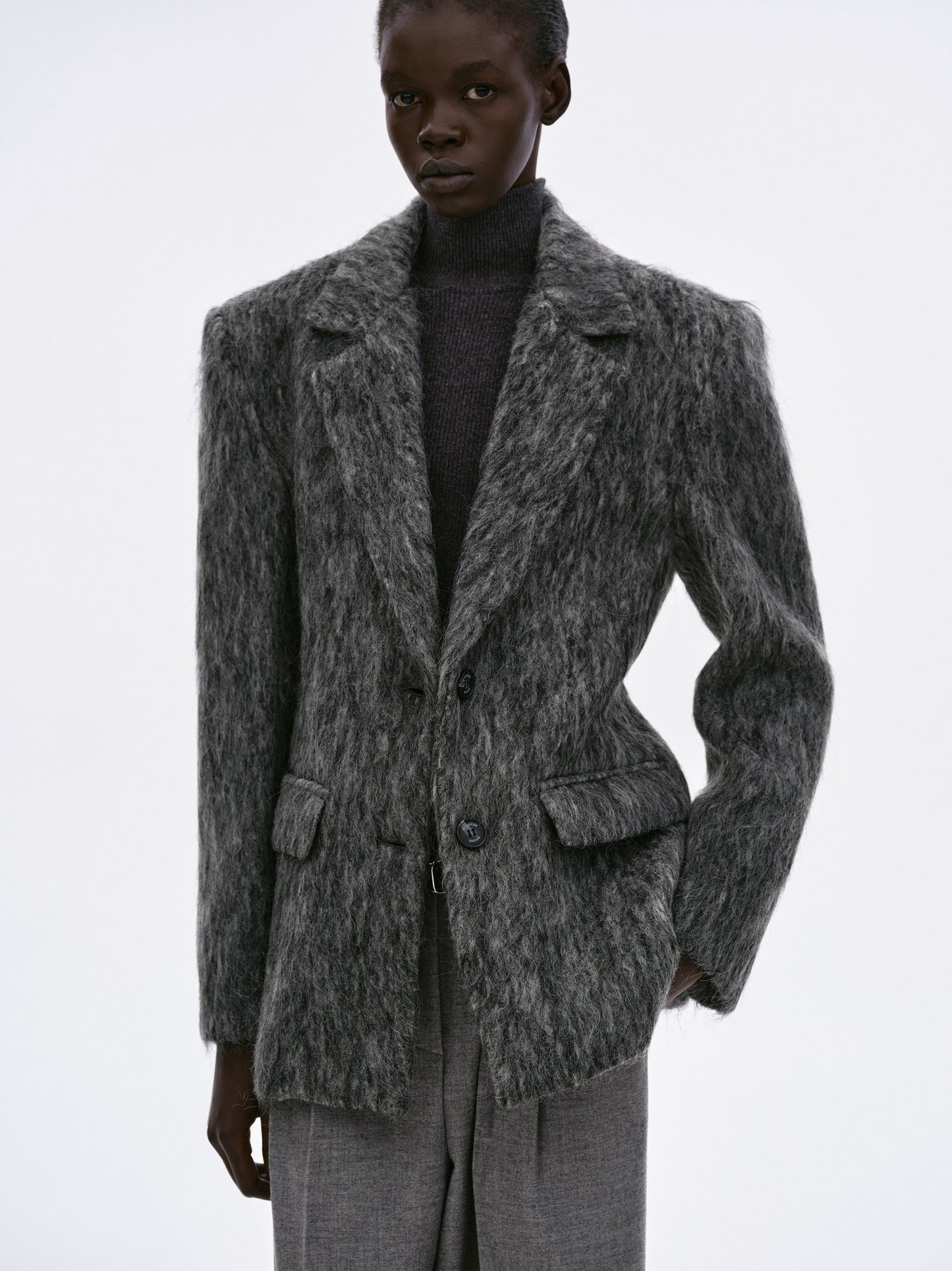 Sloane Brushed Cinch Blazer, Anthracite Melange