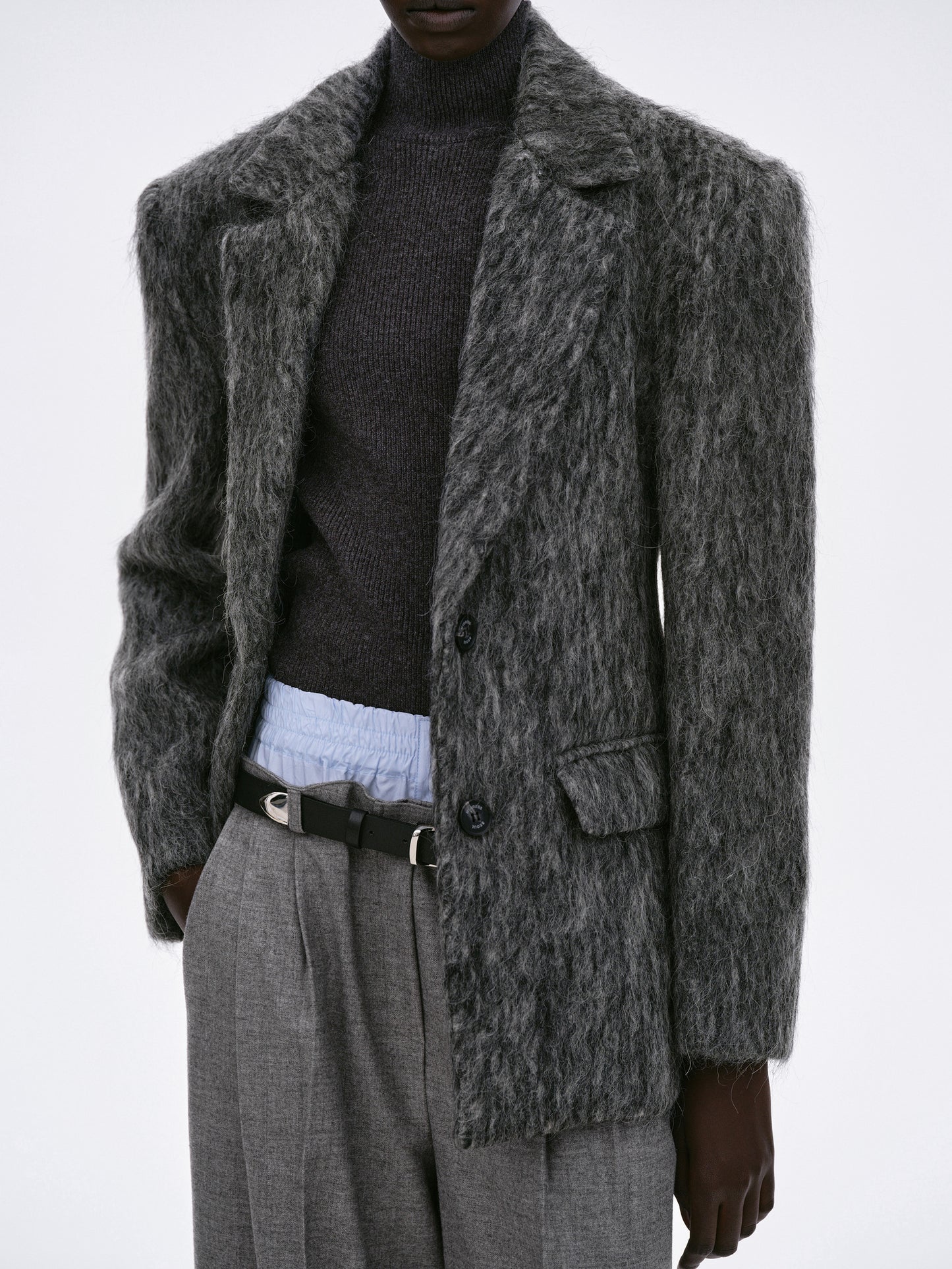 Sloane Brushed Cinch Blazer, Anthracite Melange