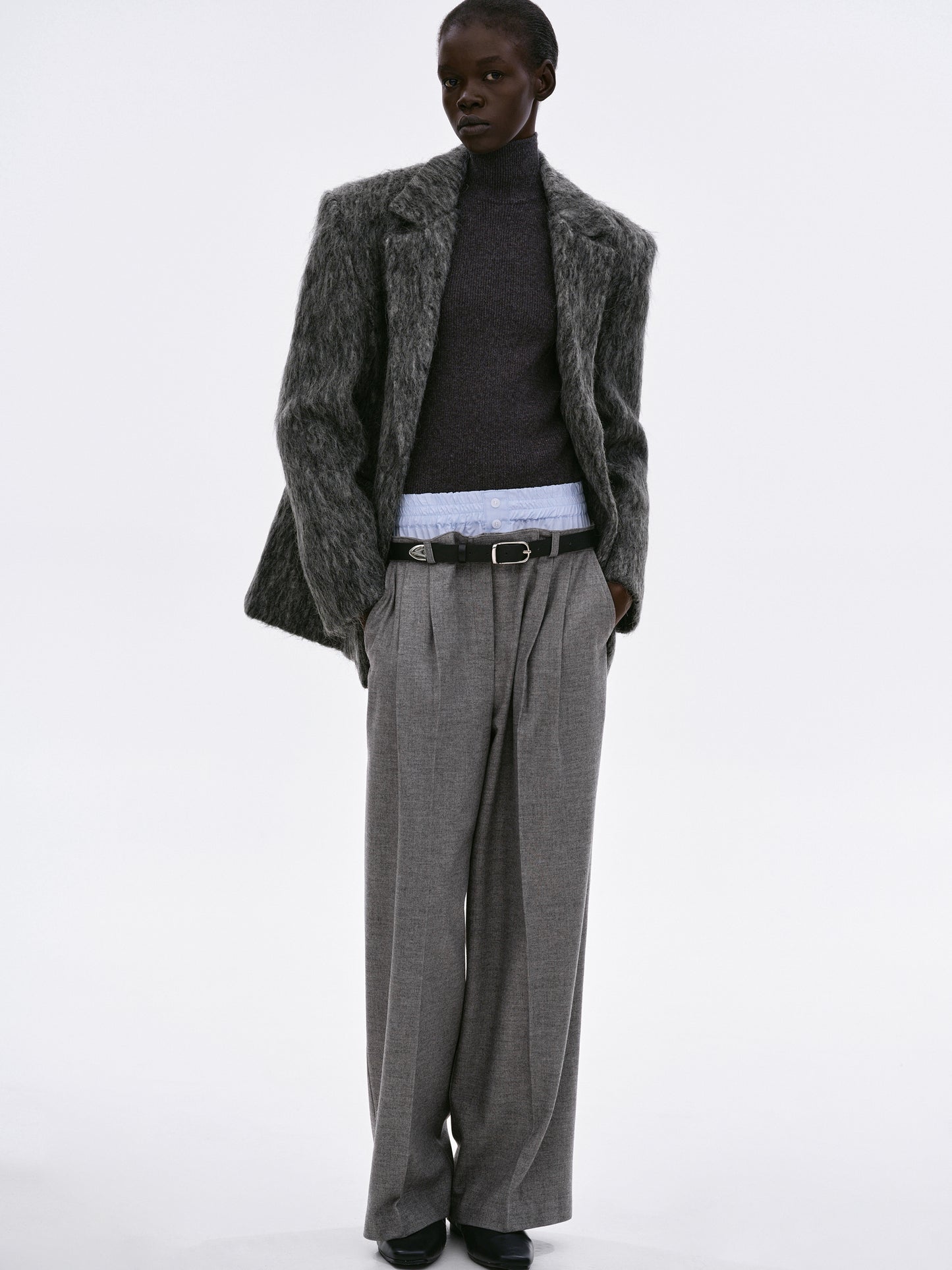 Caronte Built-In Boxers Belted Trousers, Grey