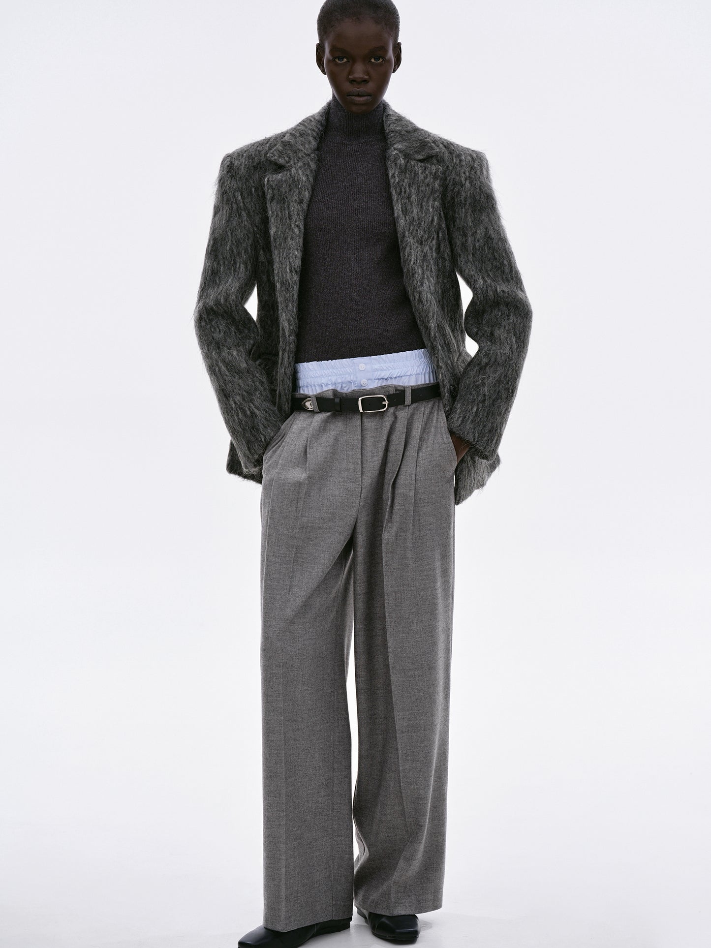 Sloane Brushed Cinch Blazer, Anthracite Melange