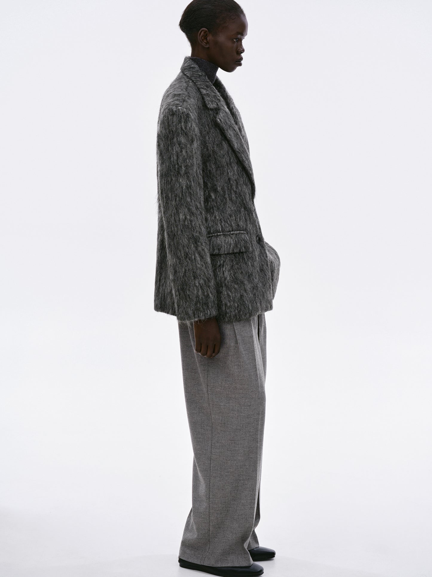 Sloane Brushed Cinch Blazer, Anthracite Melange