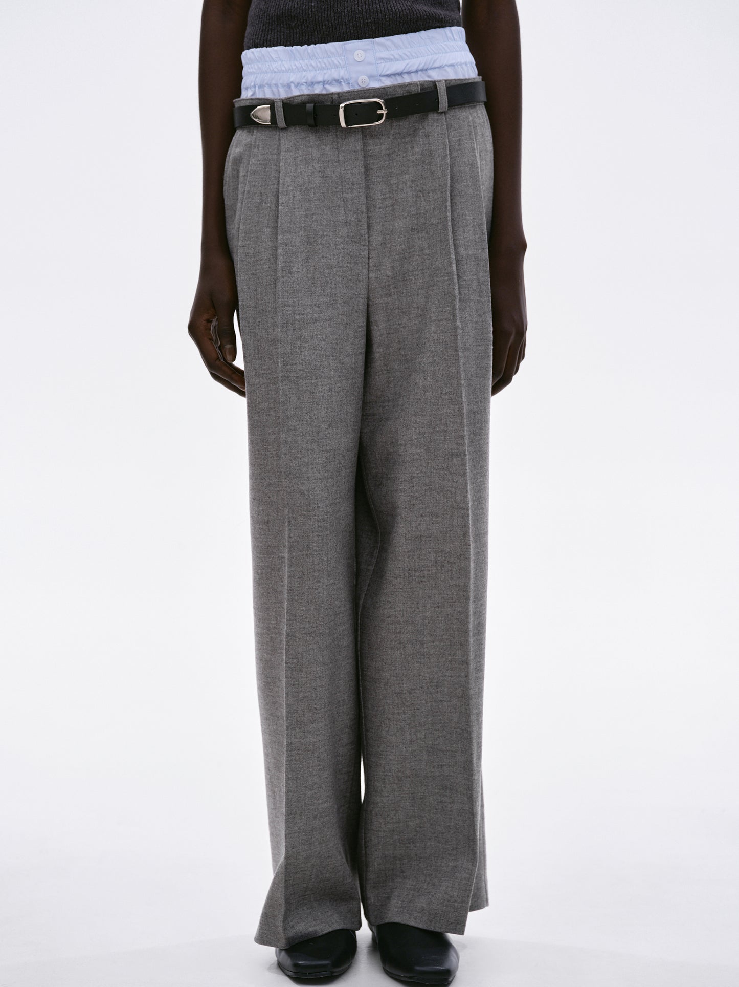 Caronte Built-In Boxers Belted Trousers, Grey