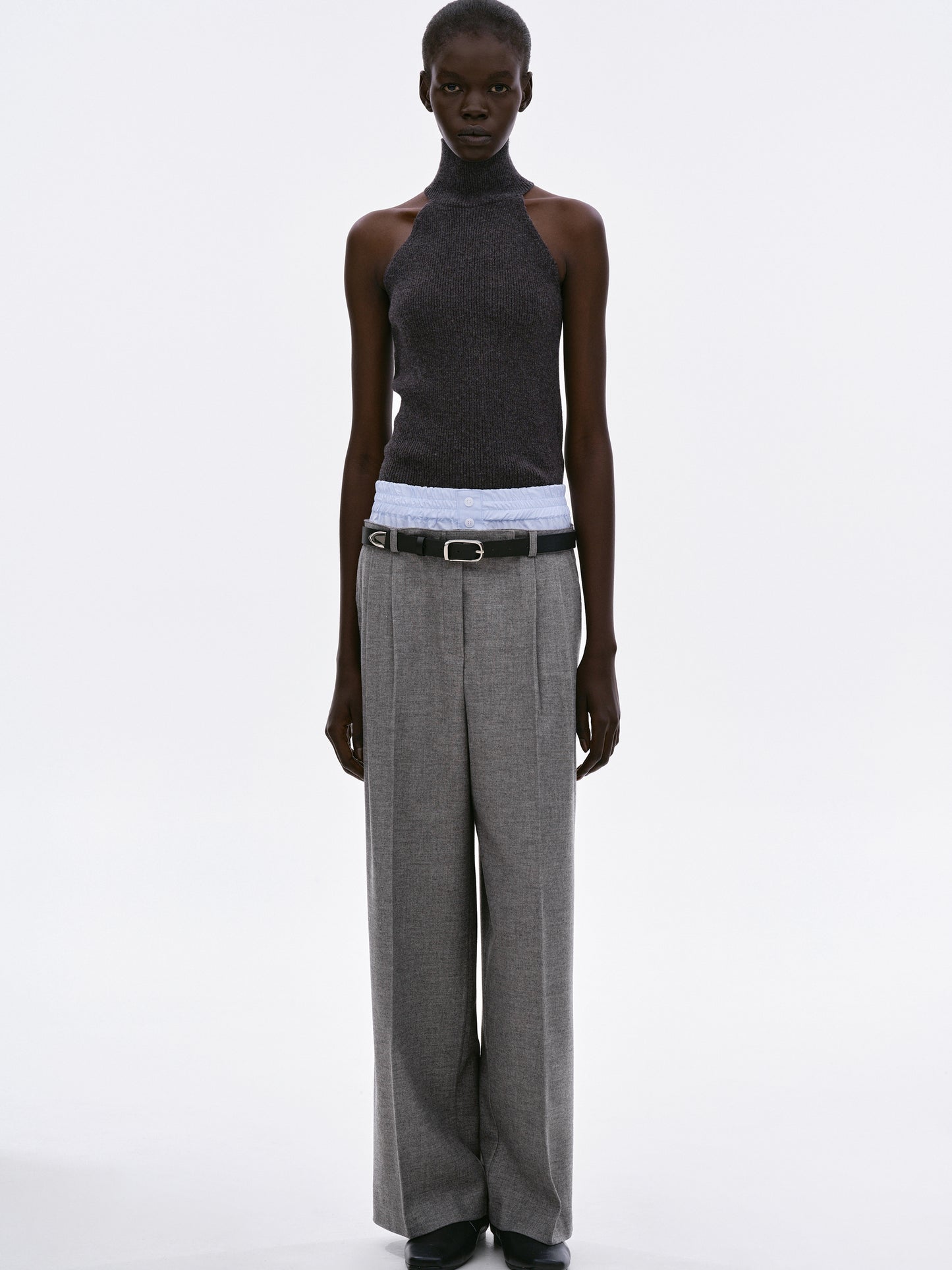 Caronte Built-In Boxers Belted Trousers, Grey