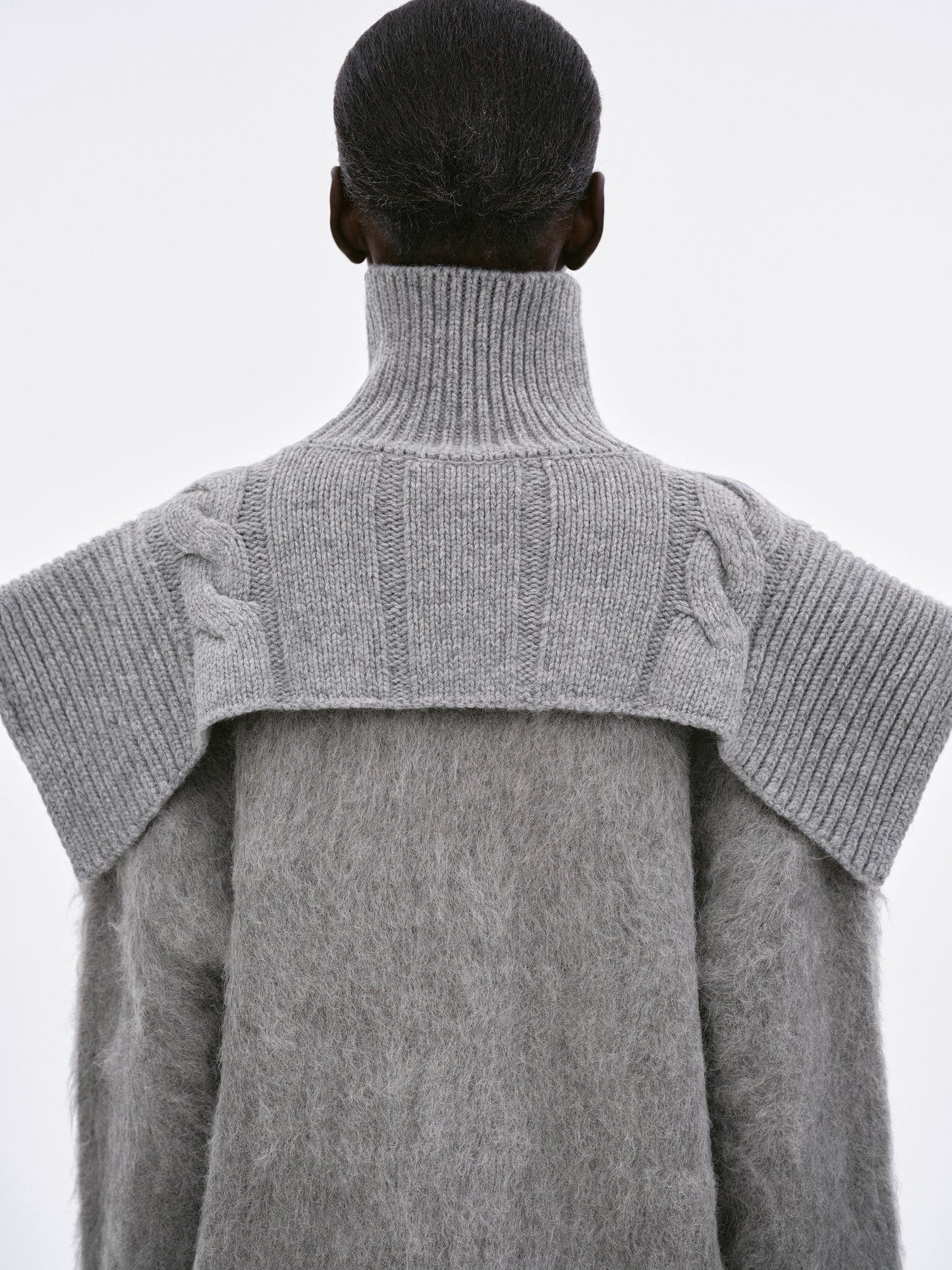 Kodilia Cable Knit Turtleneck Warmer, Light Grey