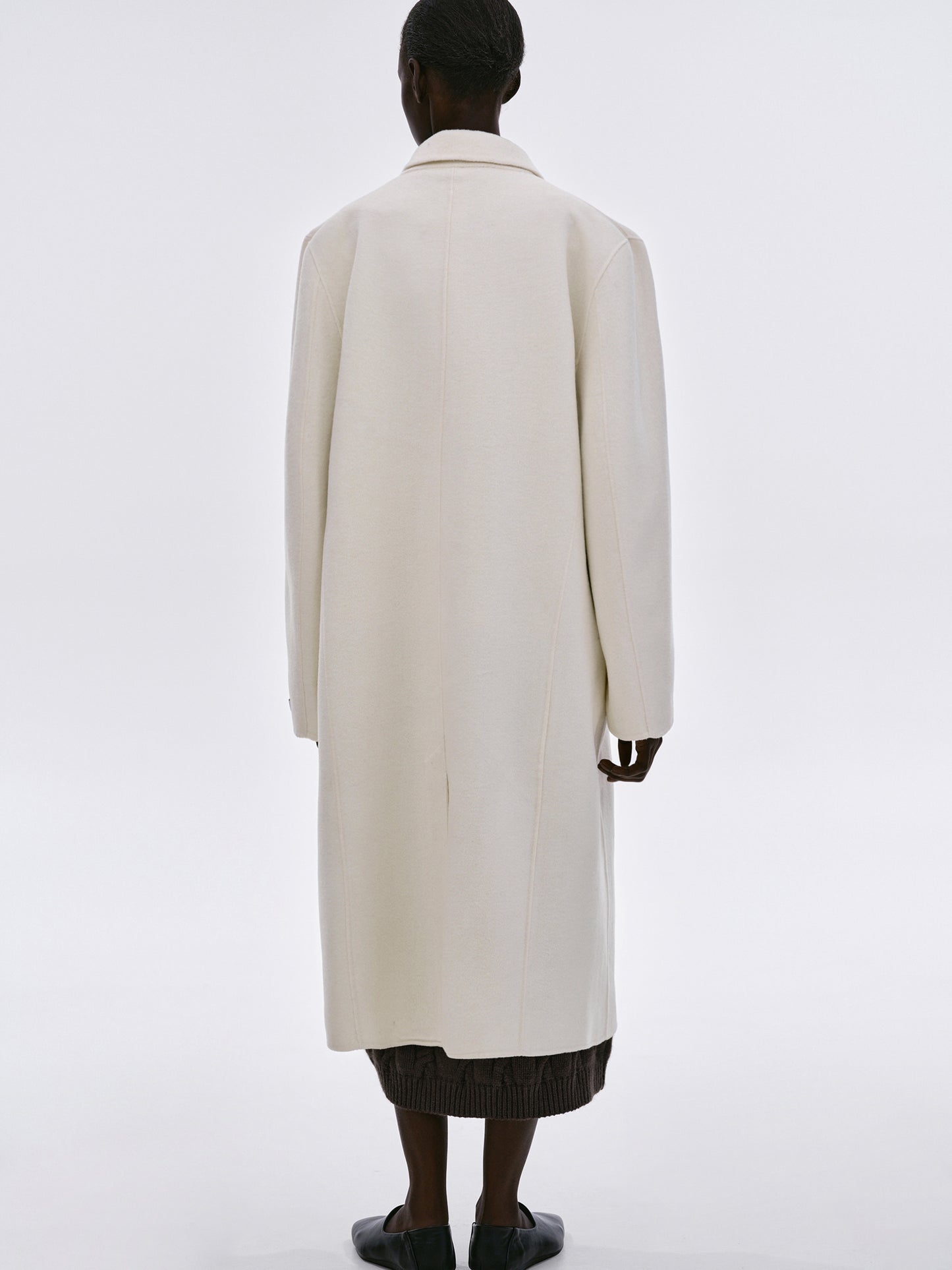 Double Breasted Maxi Wool Coat, Powder
