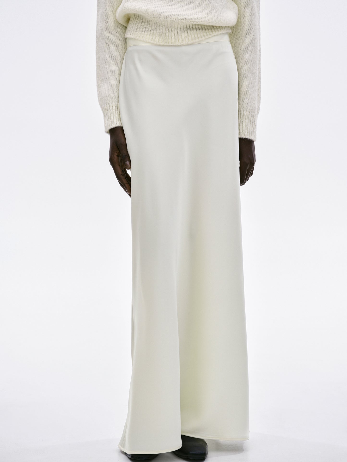 Silky Satin Skirt, Pearl