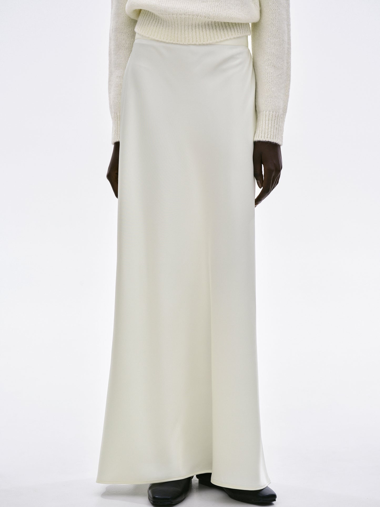 Silky Satin Skirt, Pearl