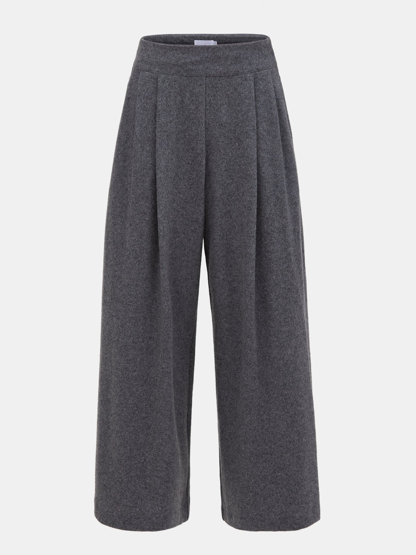 Wide-Leg Wool Trousers, Charcoal