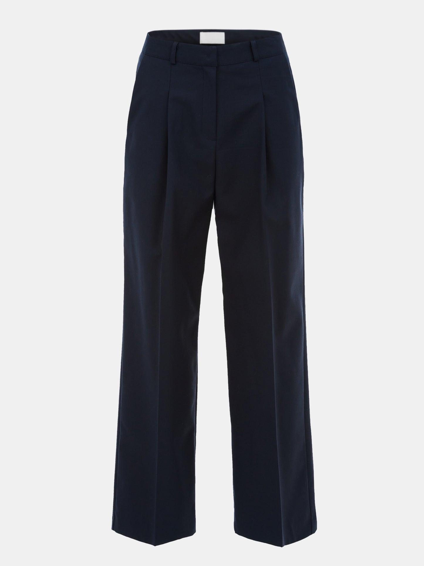 Pleated Straight Leg Trousers, Navy
