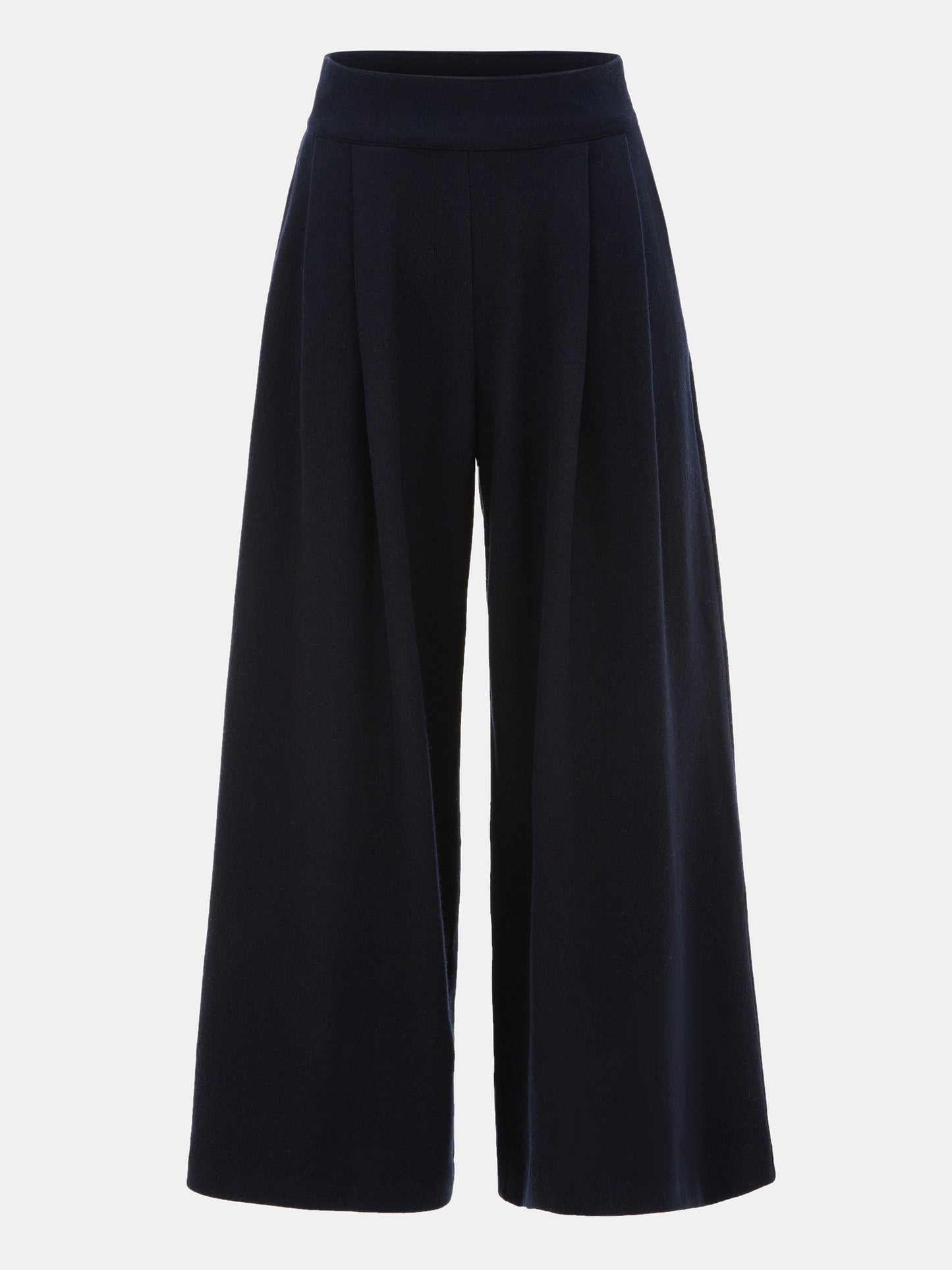 Wide-Leg Wool Trousers, Navy