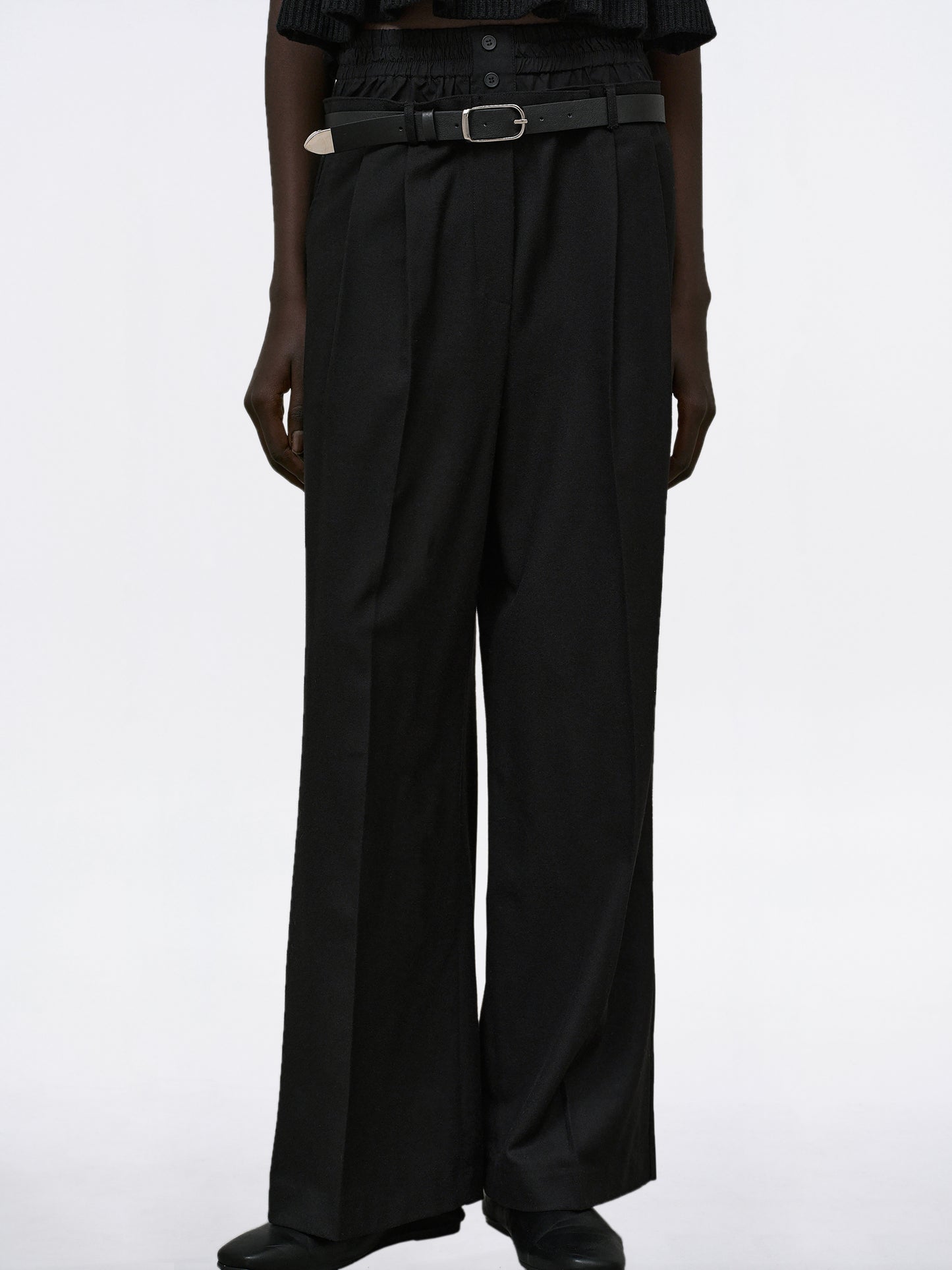 Caronte Built-In Boxers Belted Trousers, Black