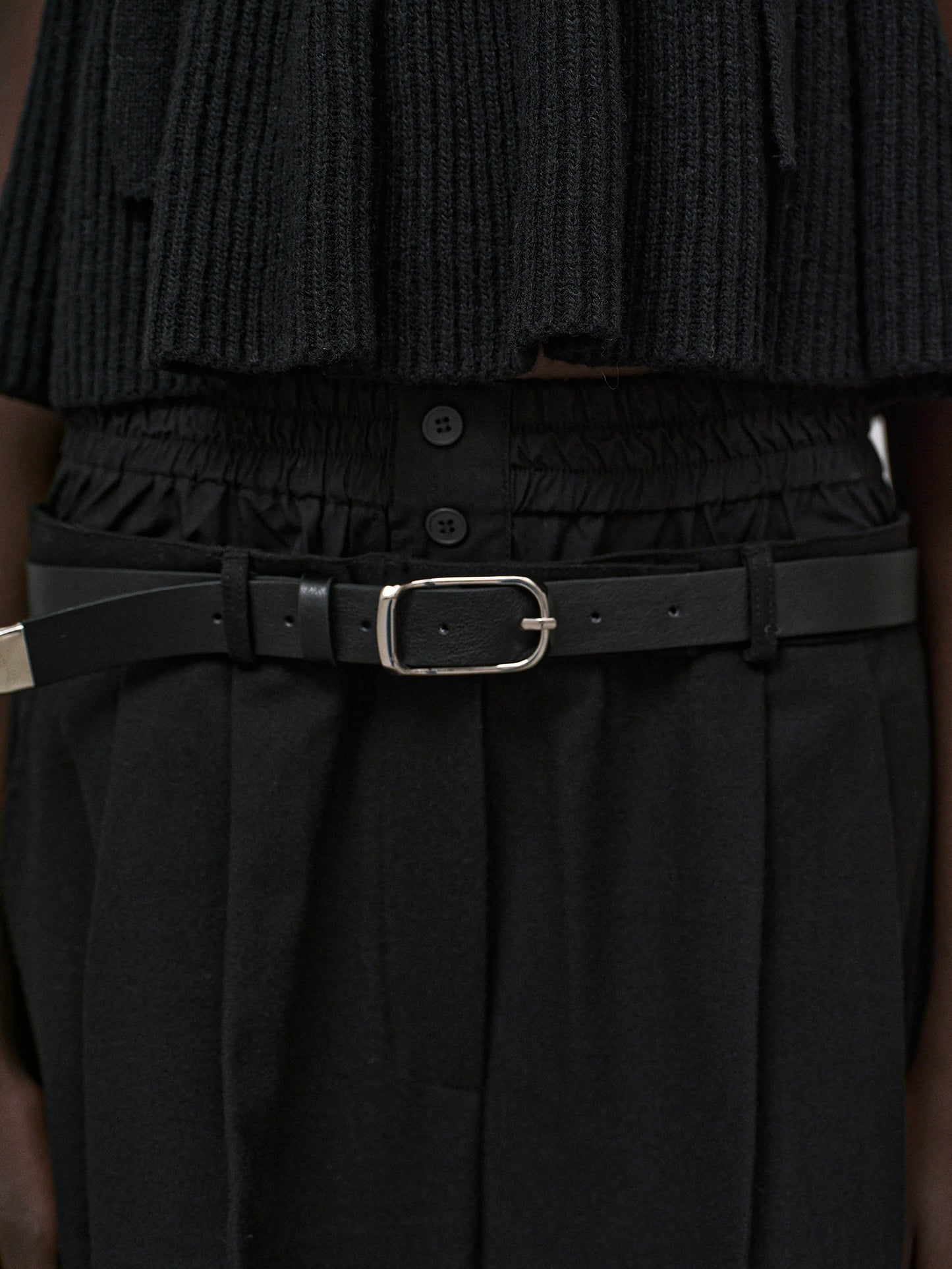 Caronte Built-In Boxers Belted Trousers, Black