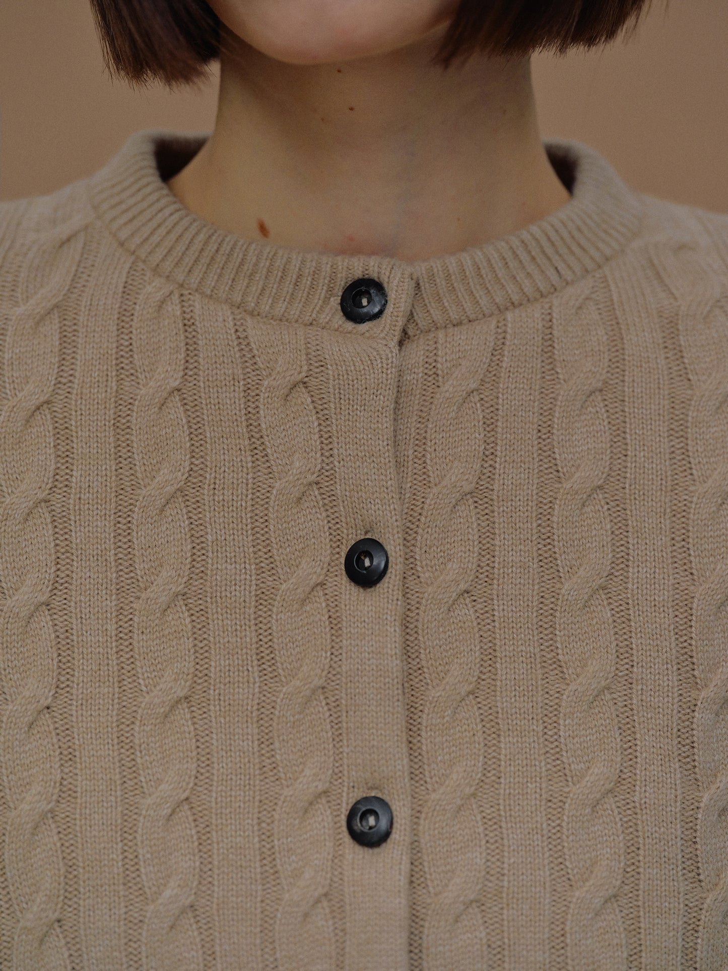 Unghia Insulated Cable Knit Puffer, Beige