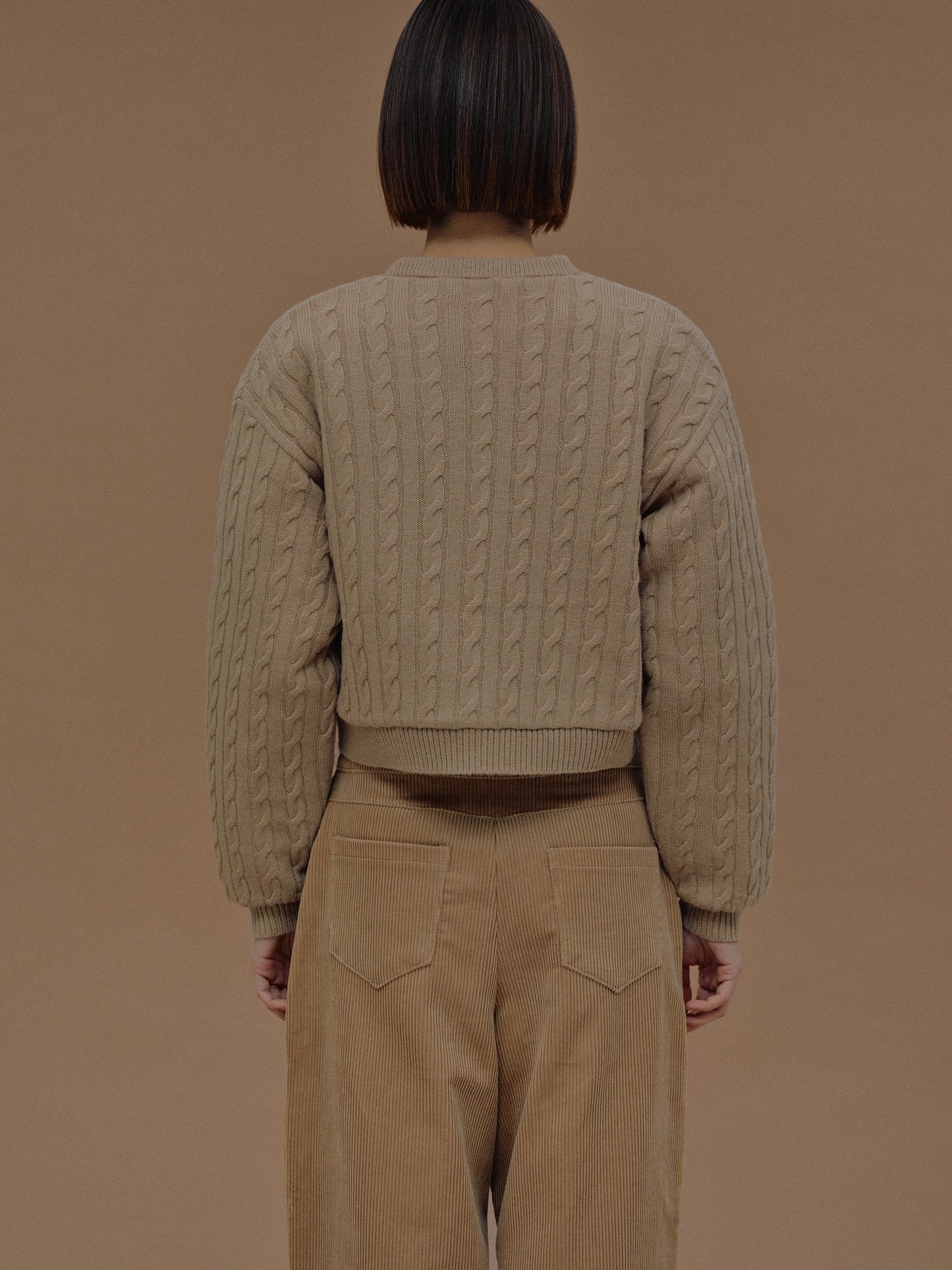 Unghia Insulated Cable Knit Puffer, Beige